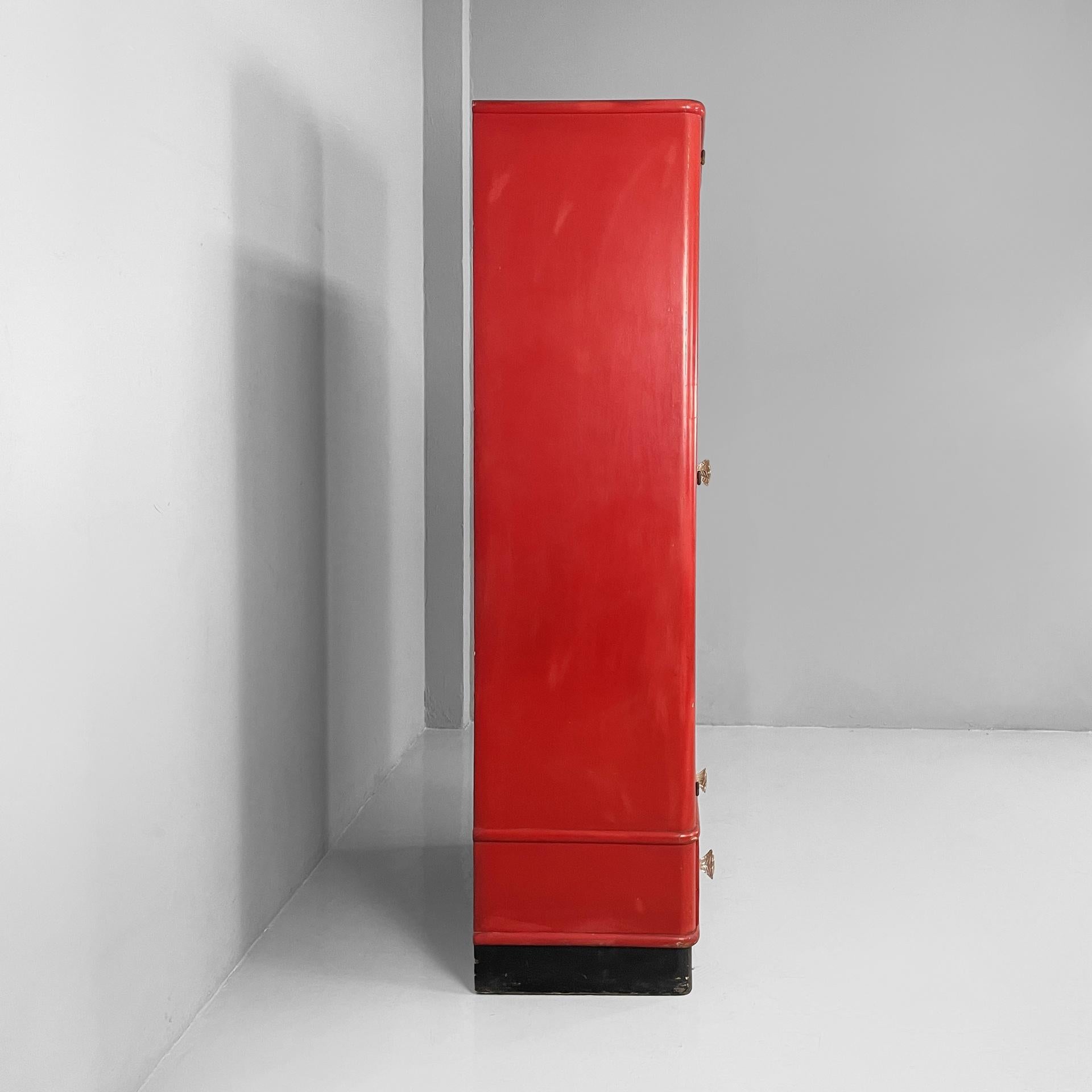 Mid-20th Century Italian Art Deco Asian-style Wooden wardrobe with Murano glass handles, 1930s For Sale