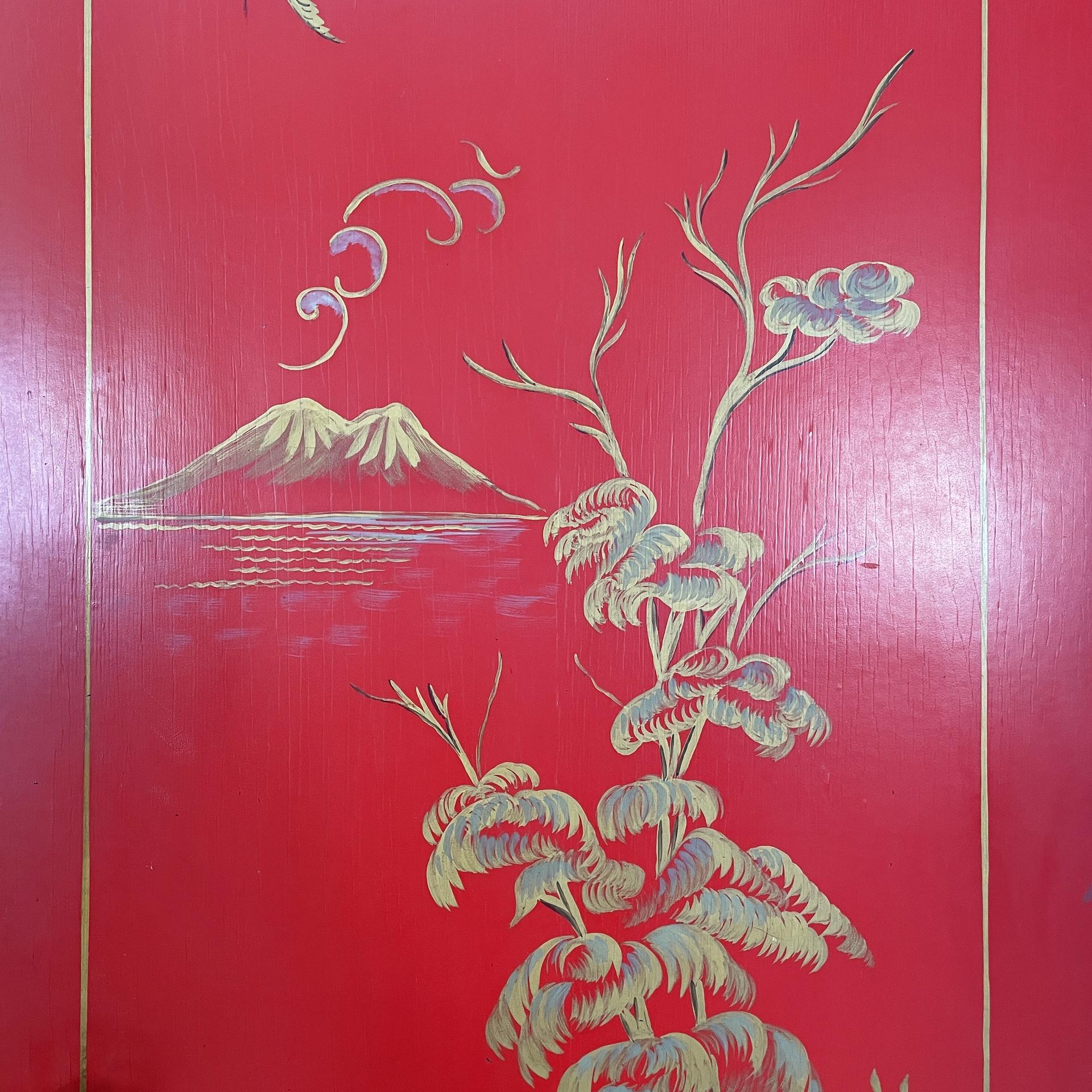 Italian Art Deco Asian-style Wooden wardrobe with Murano glass handles, 1930s For Sale 4