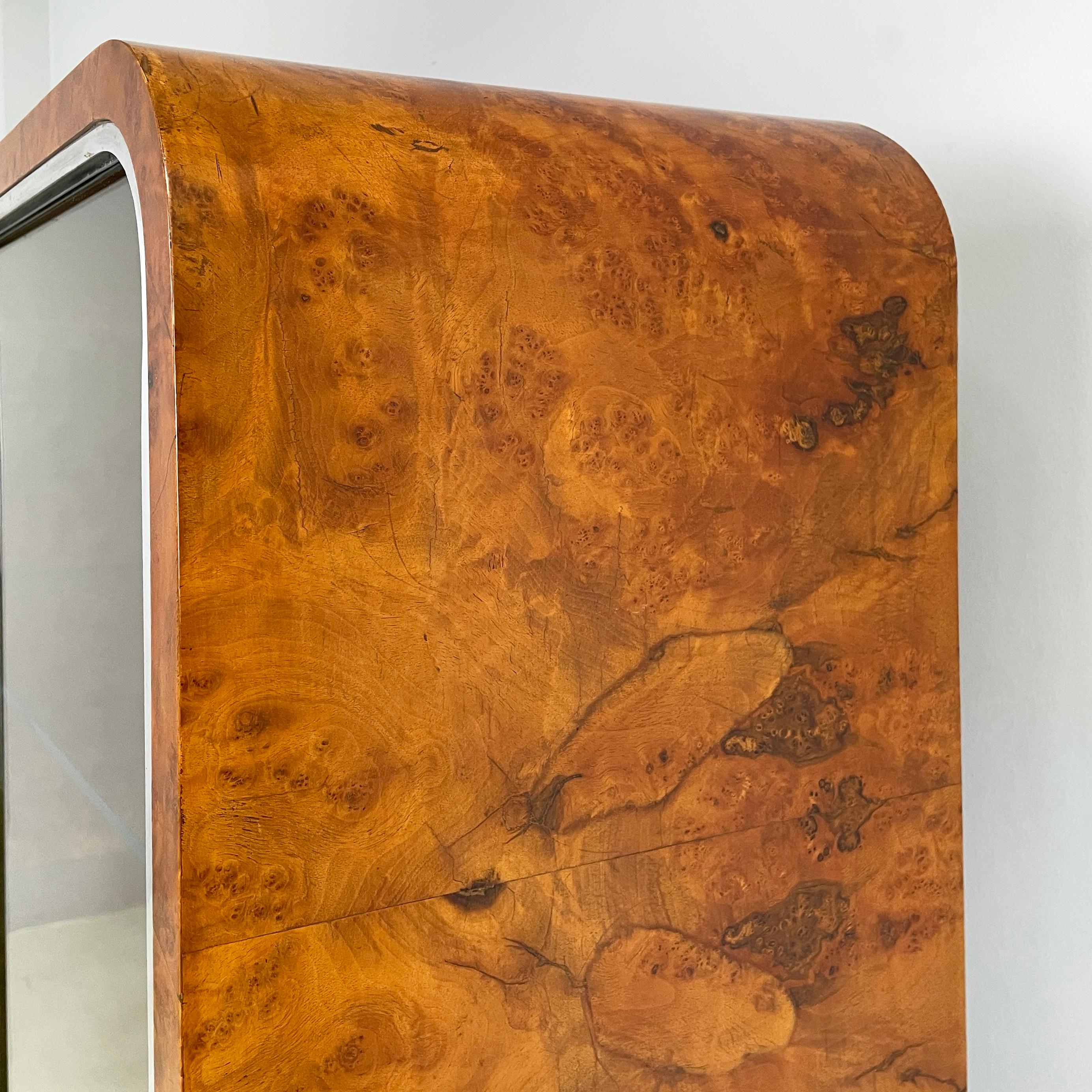 Italian Art Deco asymmetrical wooden sideboard with glass display cabinet, 1920s For Sale 5
