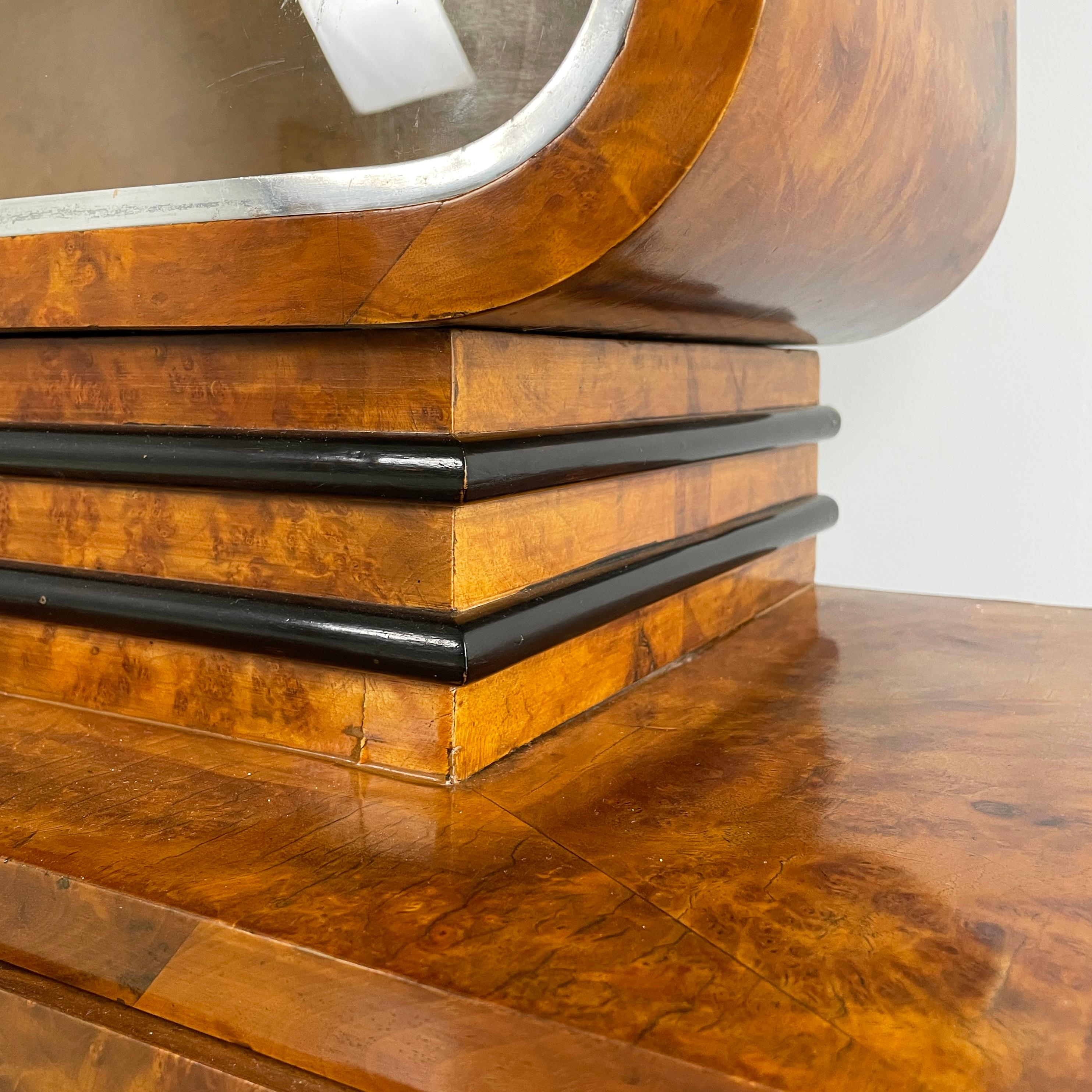 Italian Art Deco asymmetrical wooden sideboard with glass display cabinet, 1920s For Sale 6