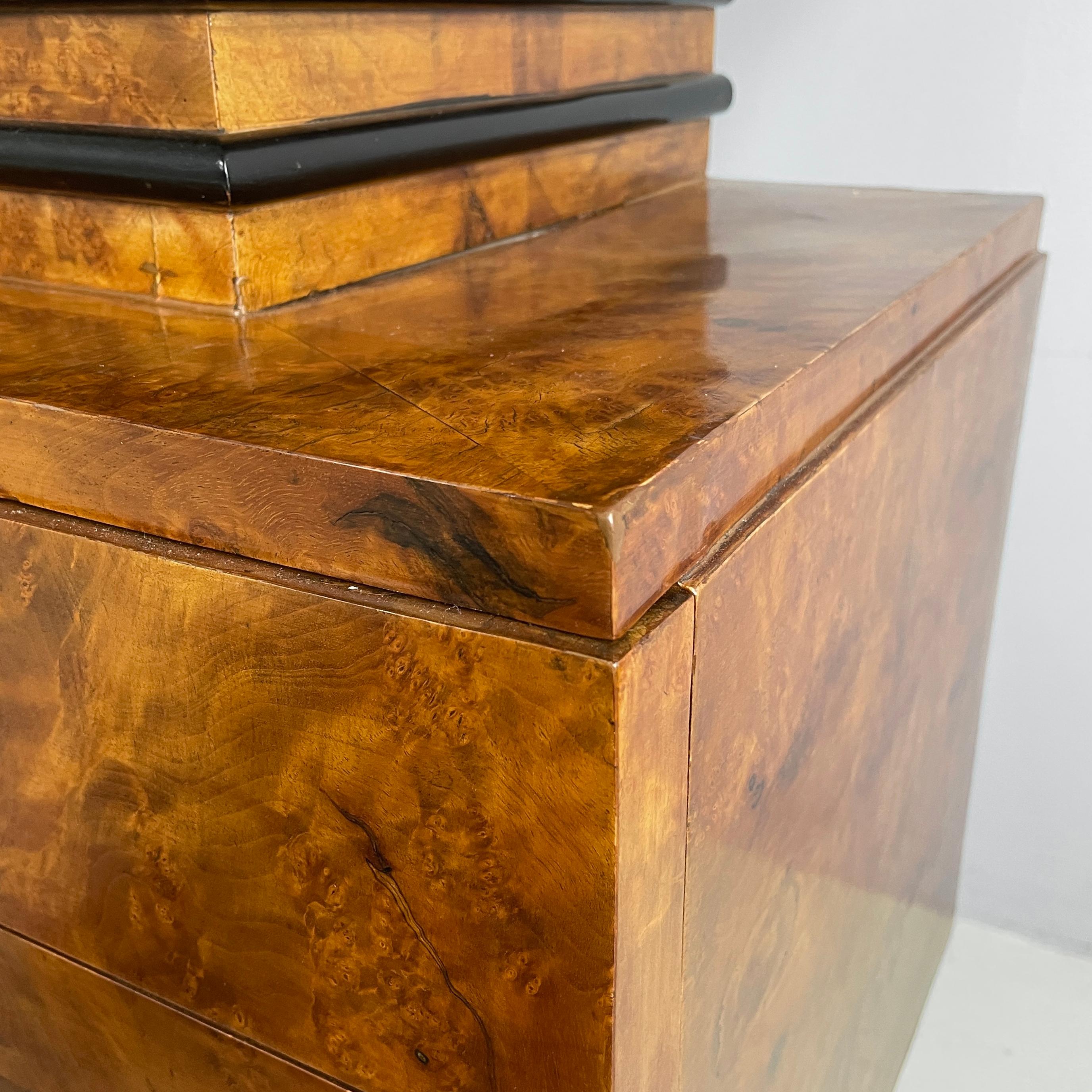 Italian Art Deco asymmetrical wooden sideboard with glass display cabinet, 1920s For Sale 7