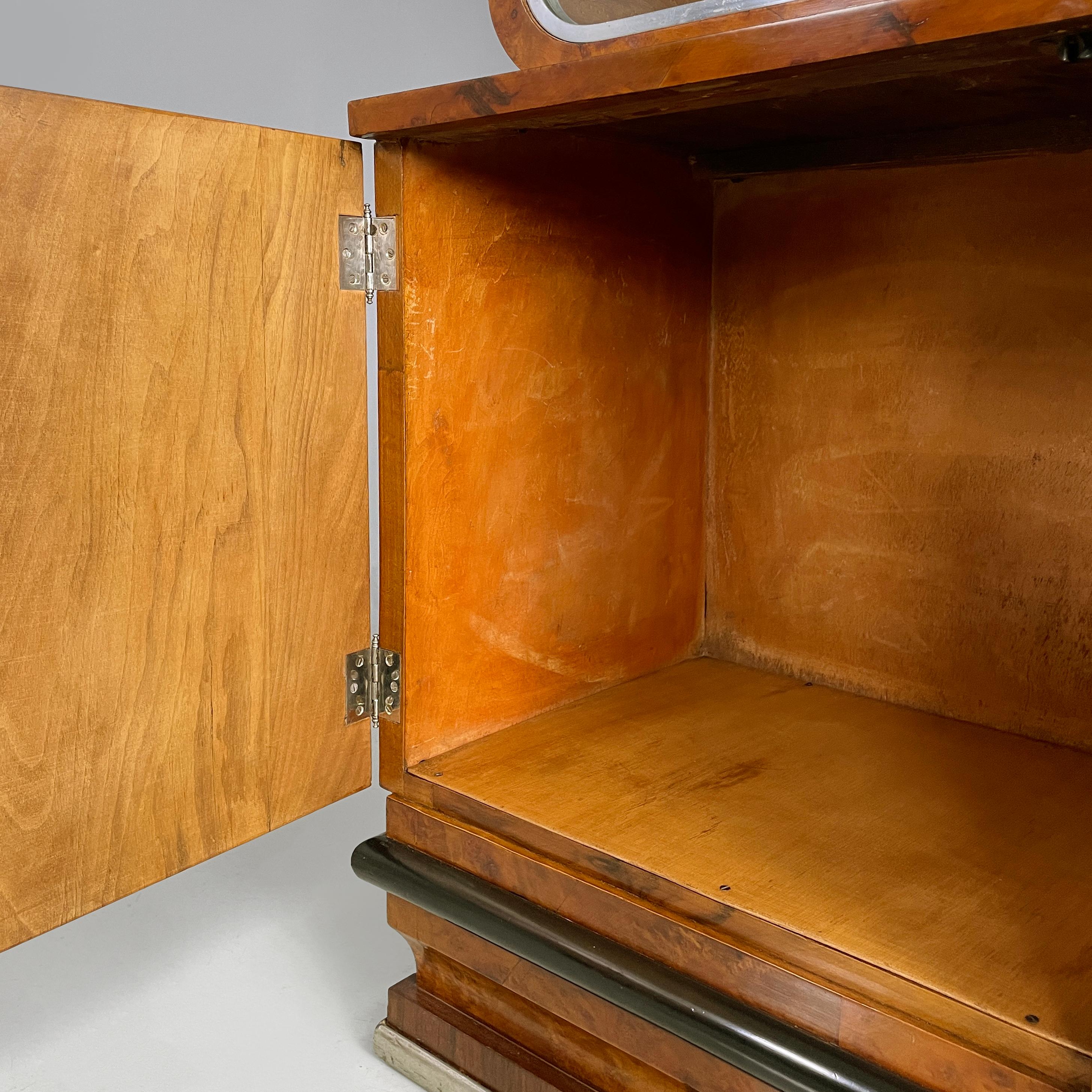 Italian Art Deco asymmetrical wooden sideboard with glass display cabinet, 1920s For Sale 11