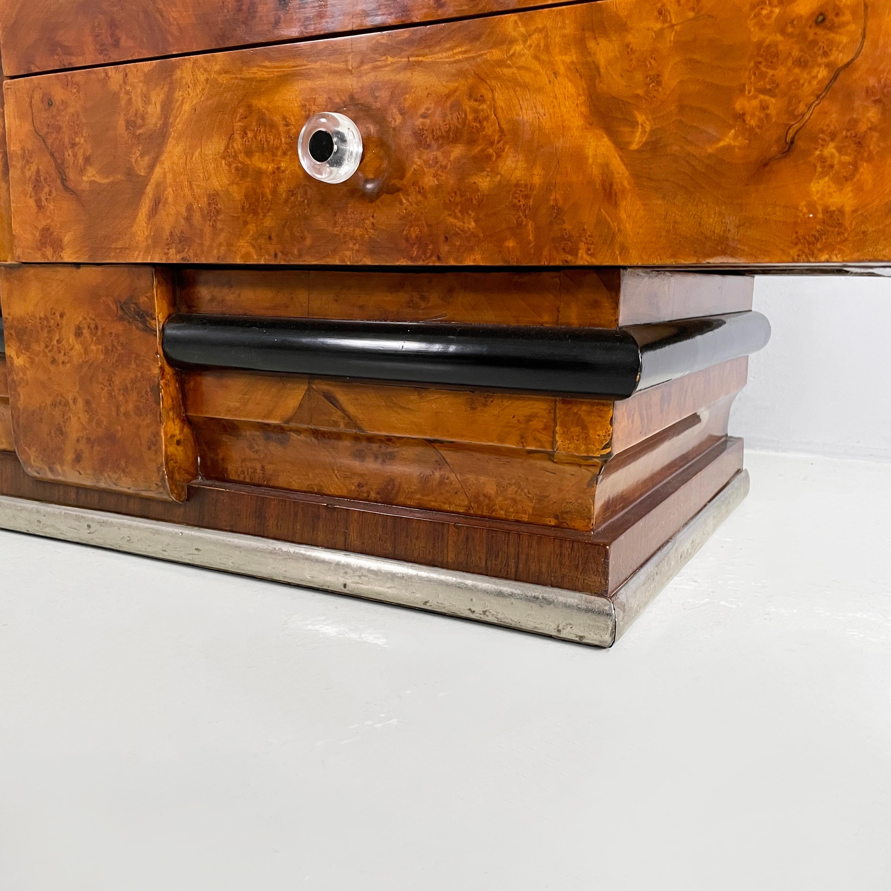 Italian Art Deco asymmetrical wooden sideboard with glass display cabinet, 1920s For Sale 13