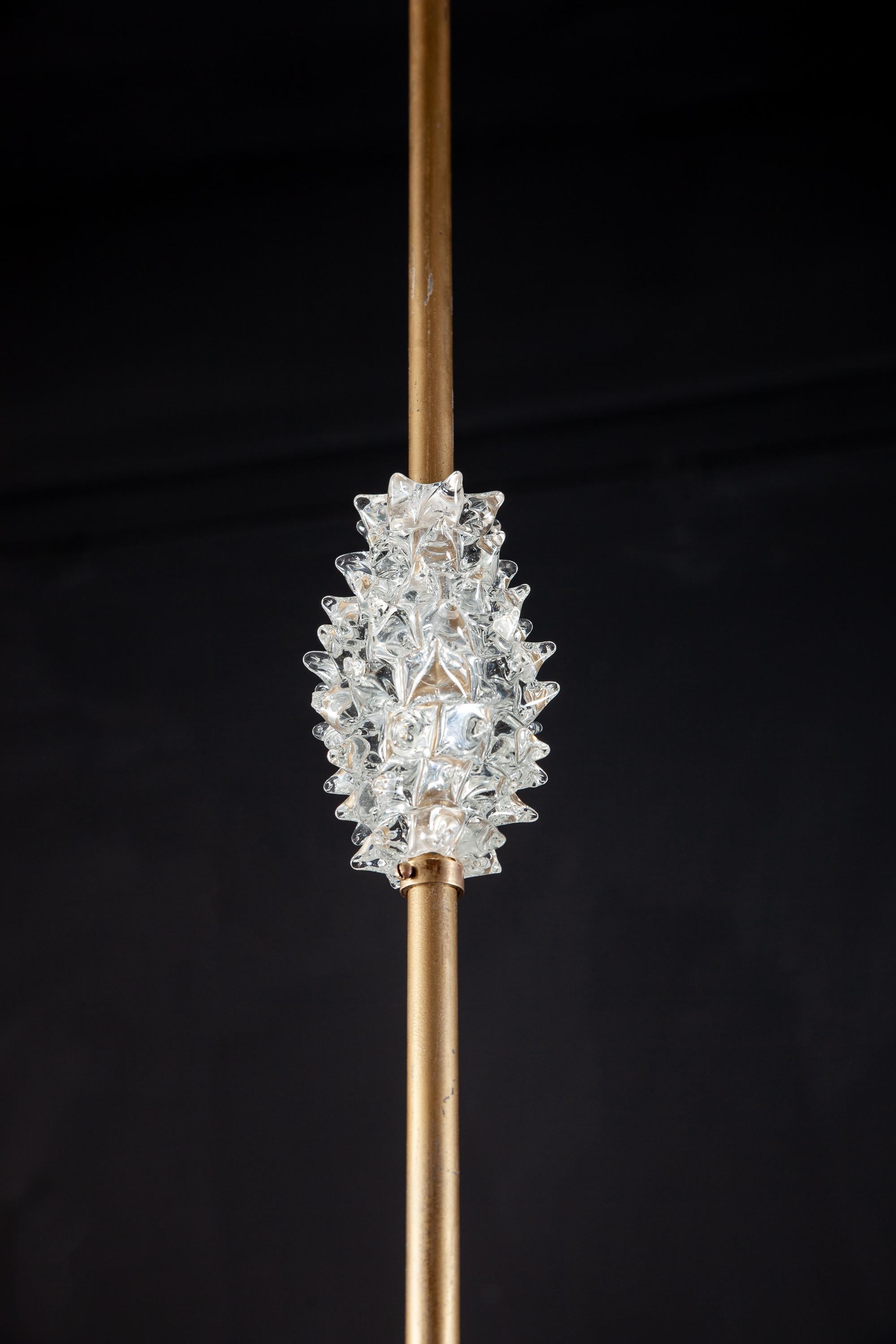 Mid-20th Century Italian Barovier Attrib. Rostrato Murano Glass Chandelier Gio Ponti Style, 1948 For Sale
