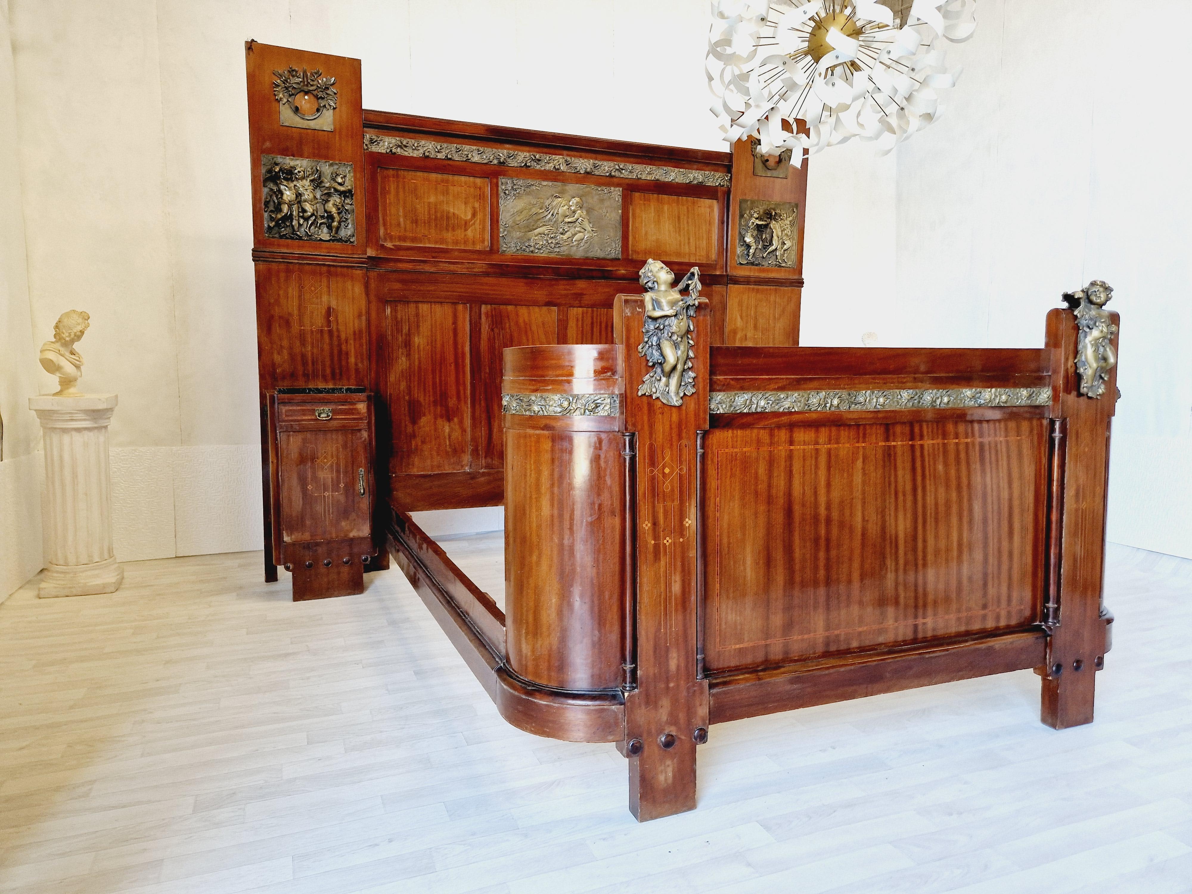 Art Deco Bed Rosewood Italian Liberty  For Sale 6