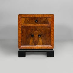 Italian Art Deco bedside table in wood and black wood, 1930s