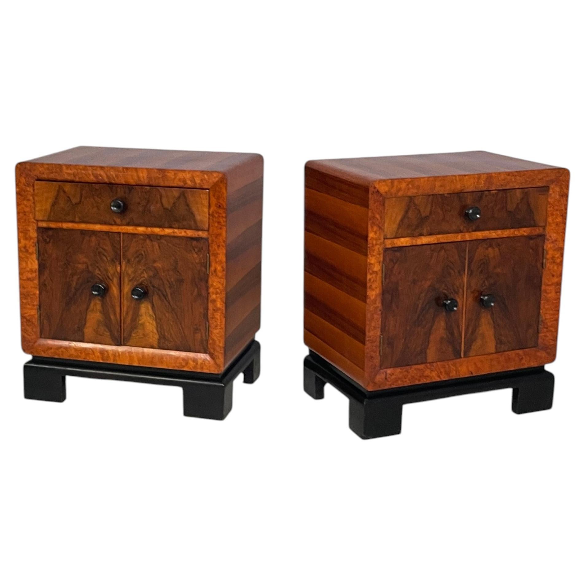 Italian Art Deco bedside table in wood and black wood, 1930s