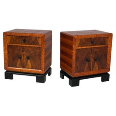 Italian Art Deco bedside table in wood and black wood, 1930s