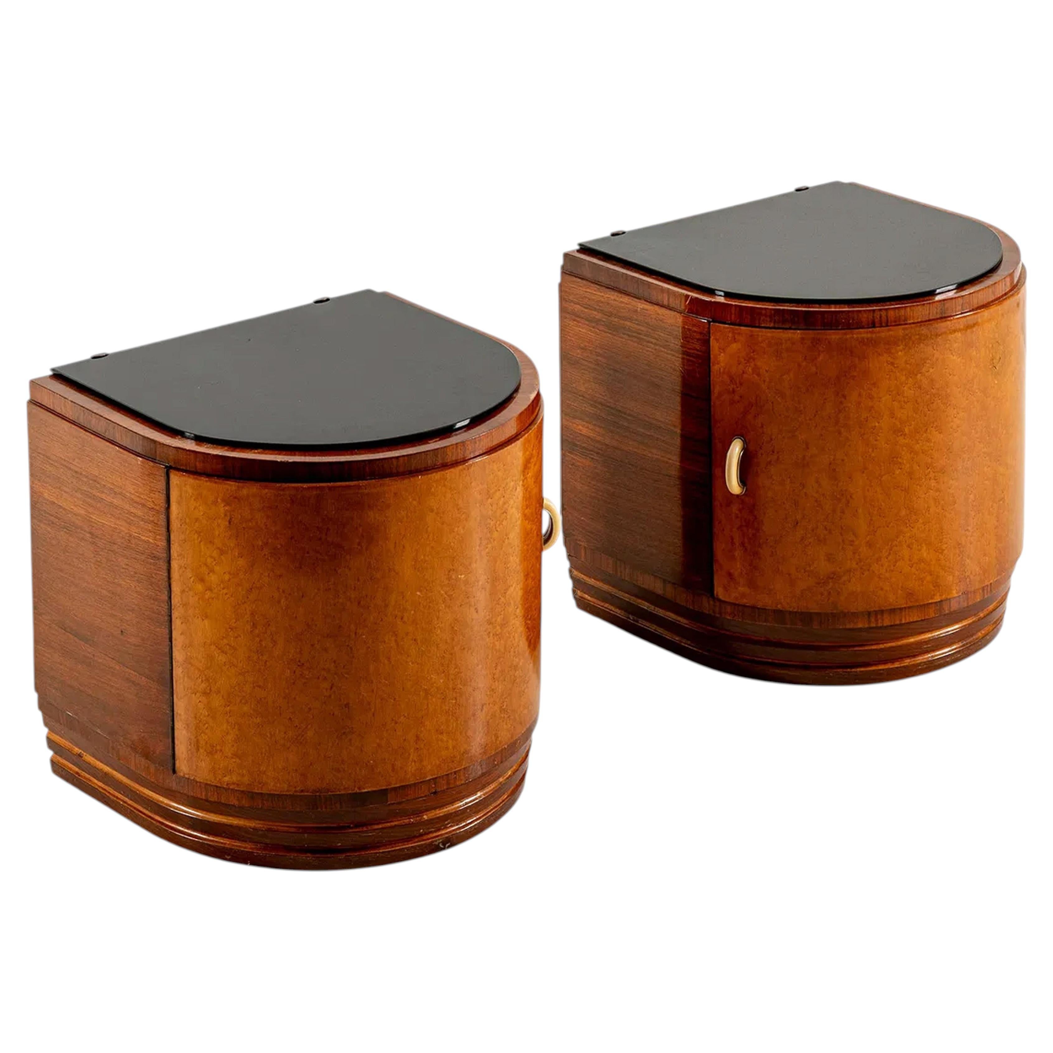 Italian Art Deco Bedside Tables, a pair, 1940s