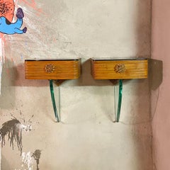 Italian Art Deco Bedside Tables by Osvaldo Borsani, glass by Fontana Arte, 1940s