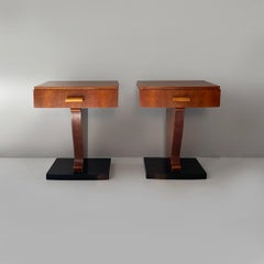 Italian Art Deco bedside tables in wood, 1930s