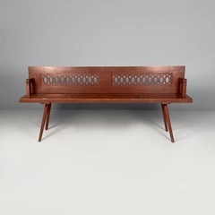 Italian Art Deco bench in red wood, 1930s