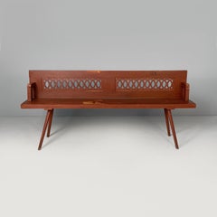 Italian Art Deco bench in red wood, 1930s