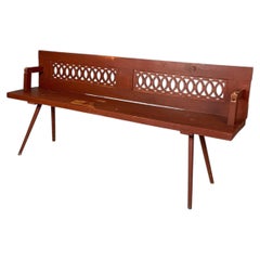 Italian Art Deco bench in red wood, 1930s