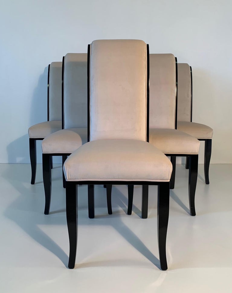 Italian Art Deco Black and Ivory Velvet Chairs at 1stDibs