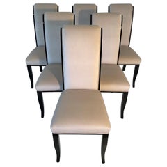 Italian Art Deco Black and Ivory Velvet Chairs