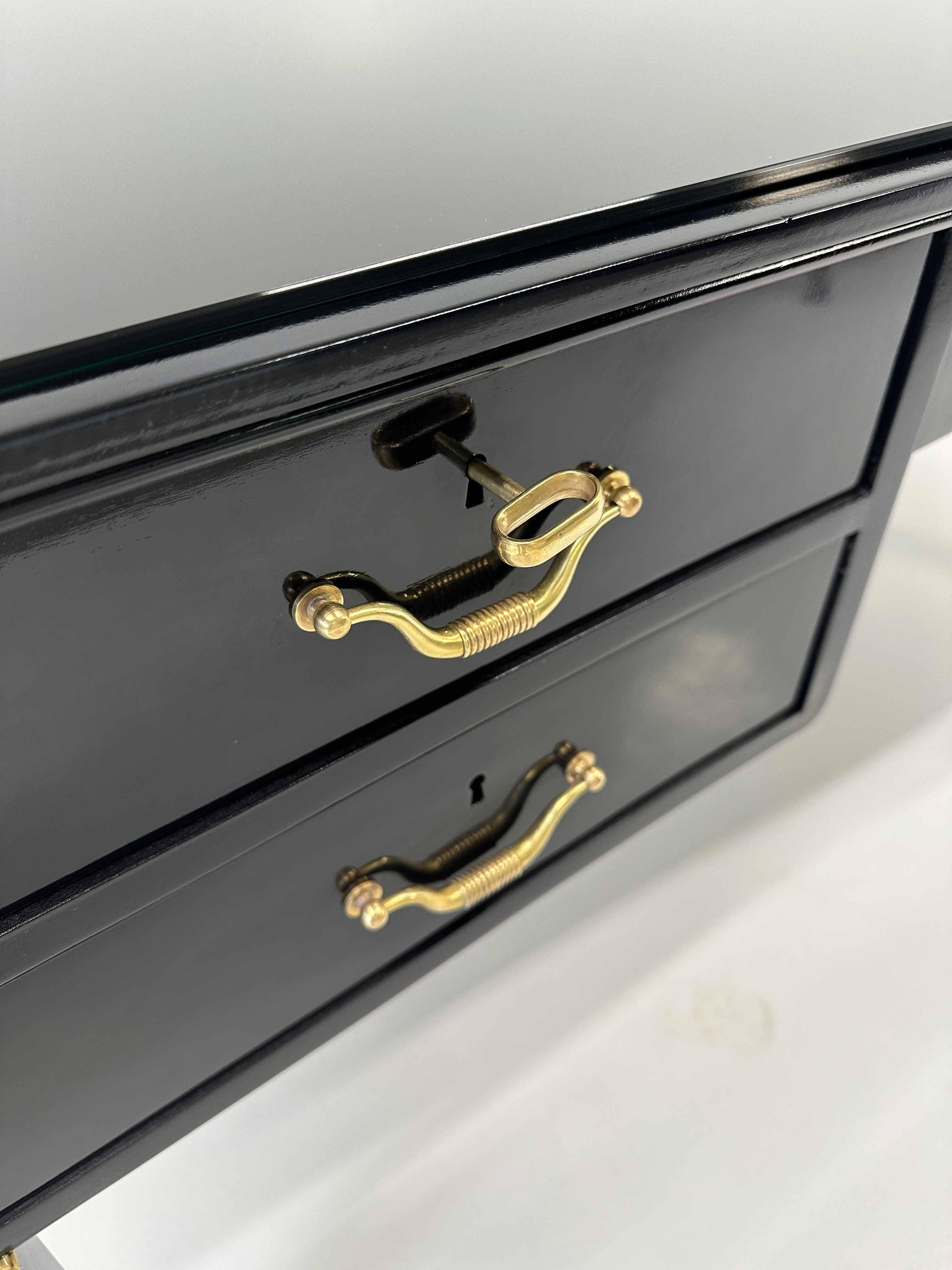 Italian Art Deco Black, Brass Desk by Paolo Buffa, Permanente Mobili Cantù, 50s 13