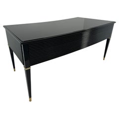 Italian Art Deco Black, Brass Desk by Paolo Buffa, Permanente Mobili Cantù, 50s