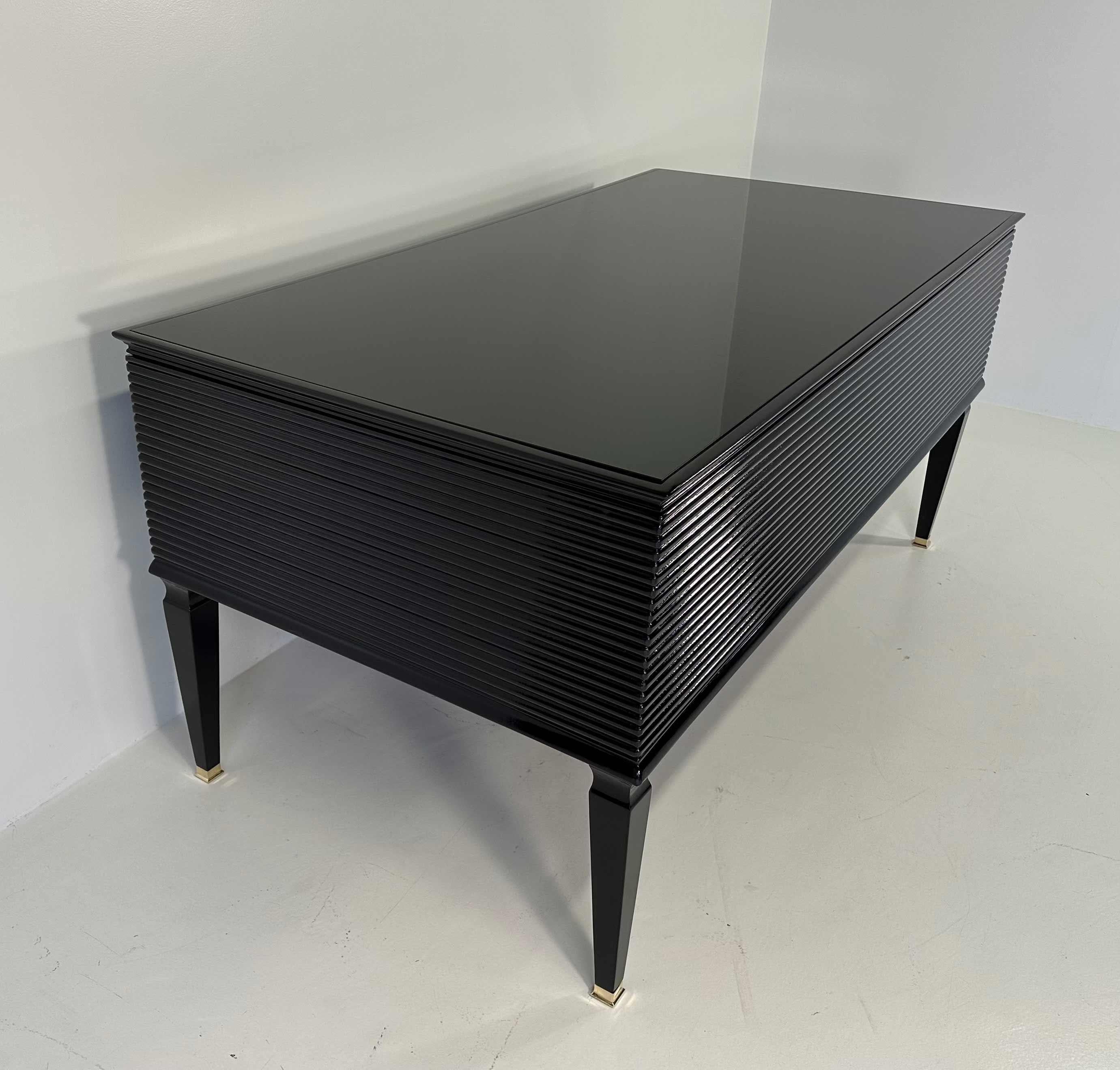 Italian Art Deco Black Desk in the Style of Paolo Buffa, 1950s  8