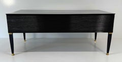 Italian Art Deco Black Lacquer and Brass Desk, Attr. to Paolo Buffa, 1950s