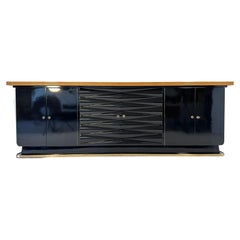 Italian Art Deco Black Lacquered Sideboard, Attr. to Borsani, 1940s