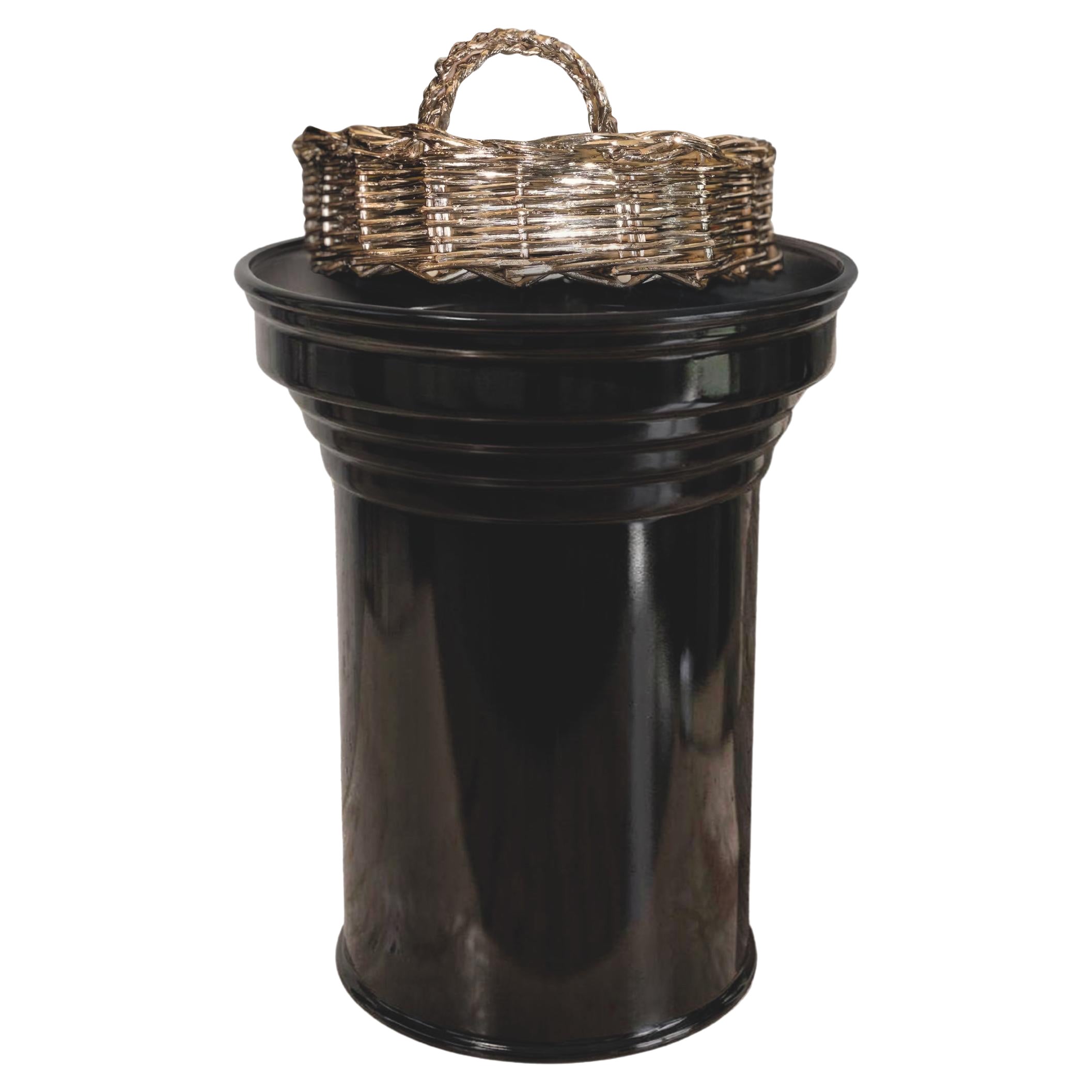 Italian Black Glossy Aluminum Side Table by Federica Paoli, 2025 For Sale