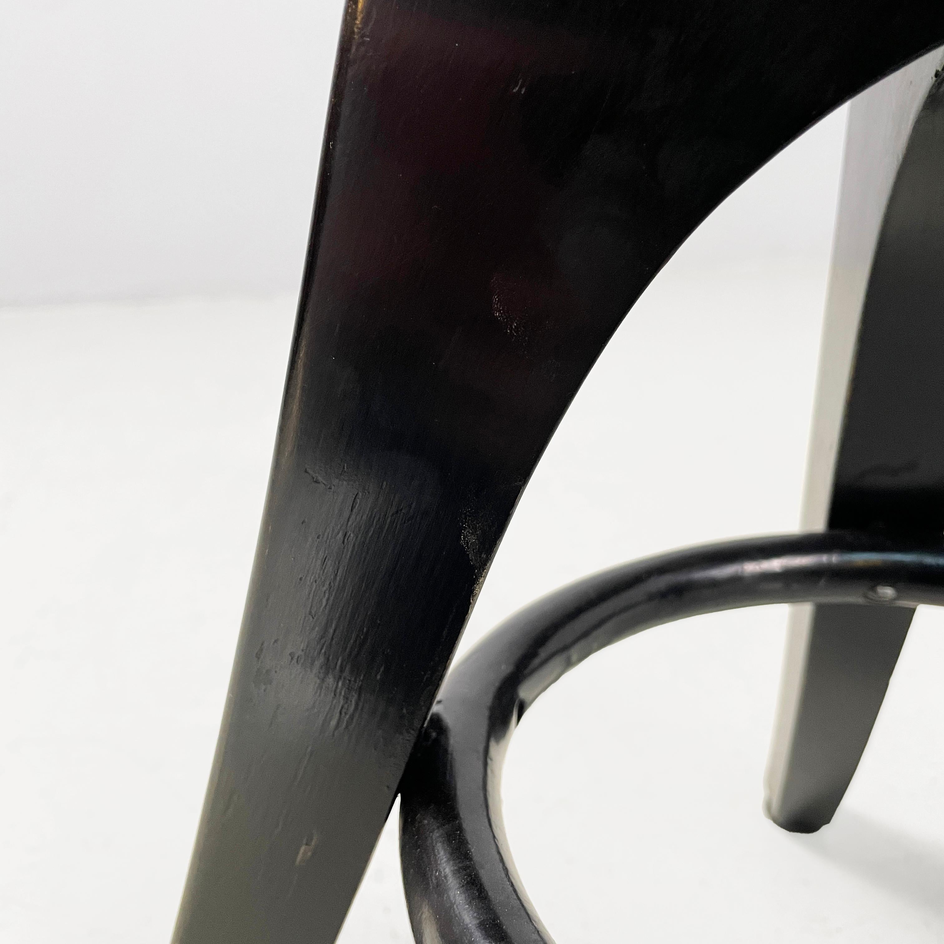Taburete italiano Art Decó de madera negra, principios del siglo XX en venta 8