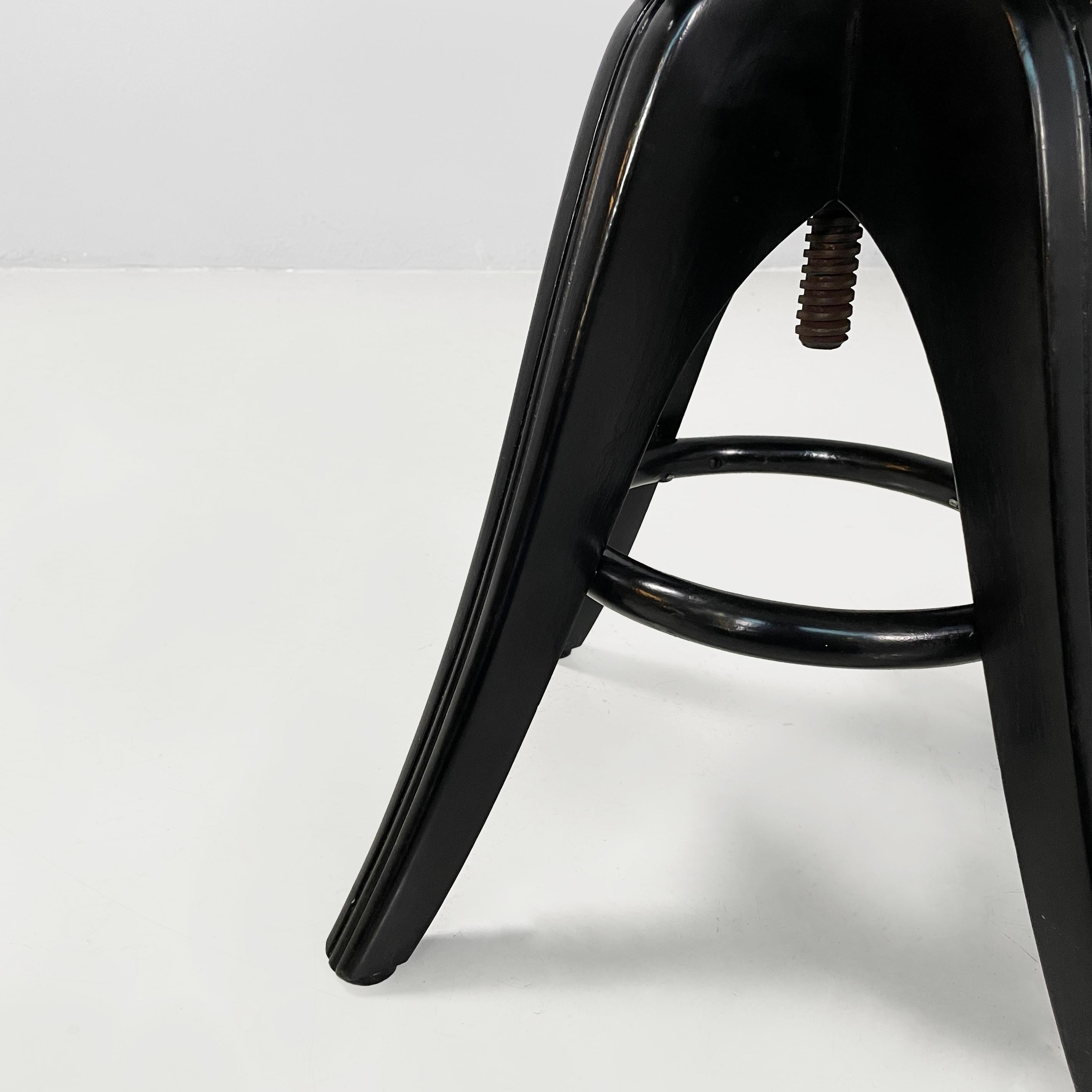 Taburete italiano Art Decó de madera negra, principios del siglo XX en venta 9