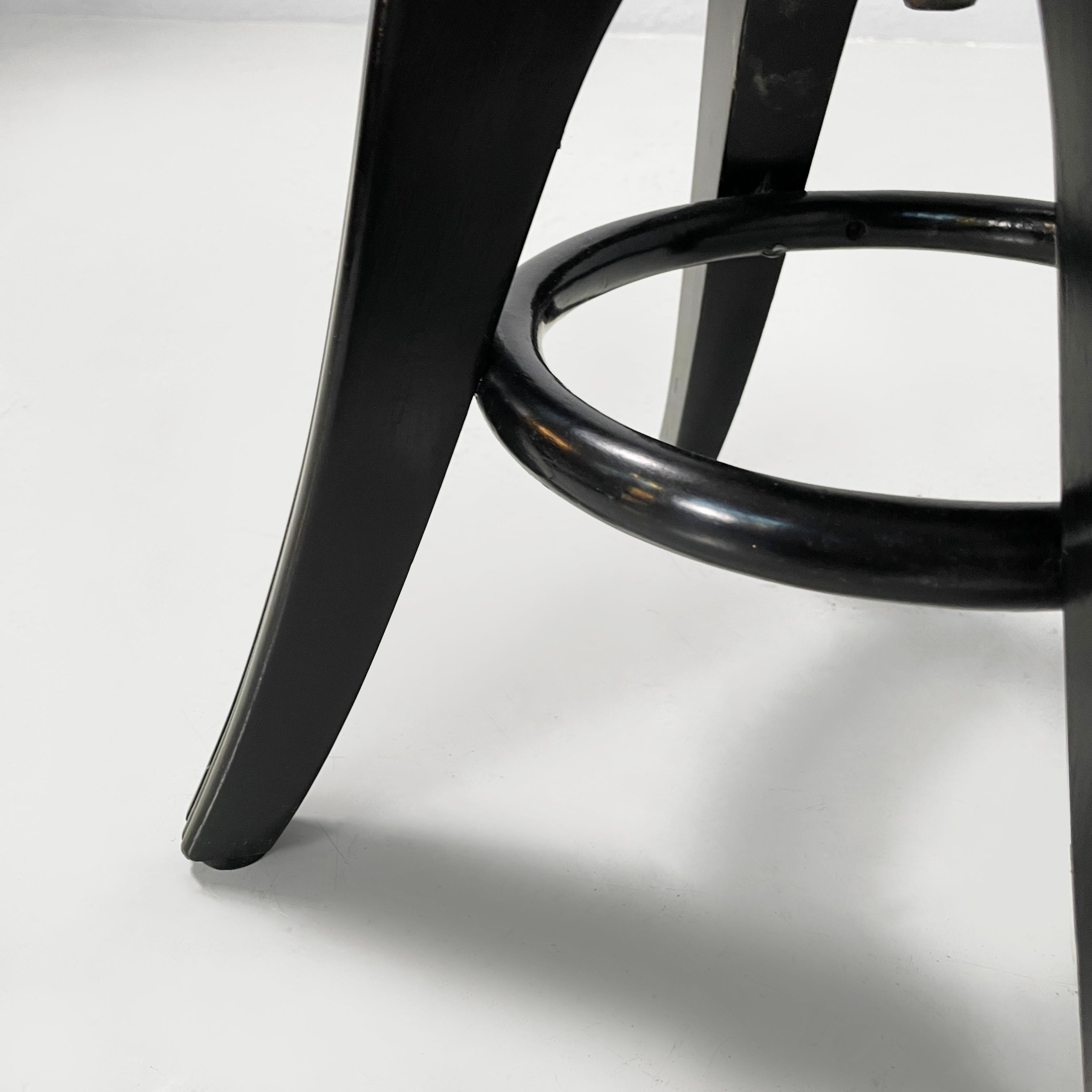 Taburete italiano Art Decó de madera negra, principios del siglo XX en venta 11