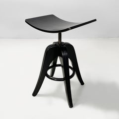 Italian Art Deco black wooden stool, early 1900s