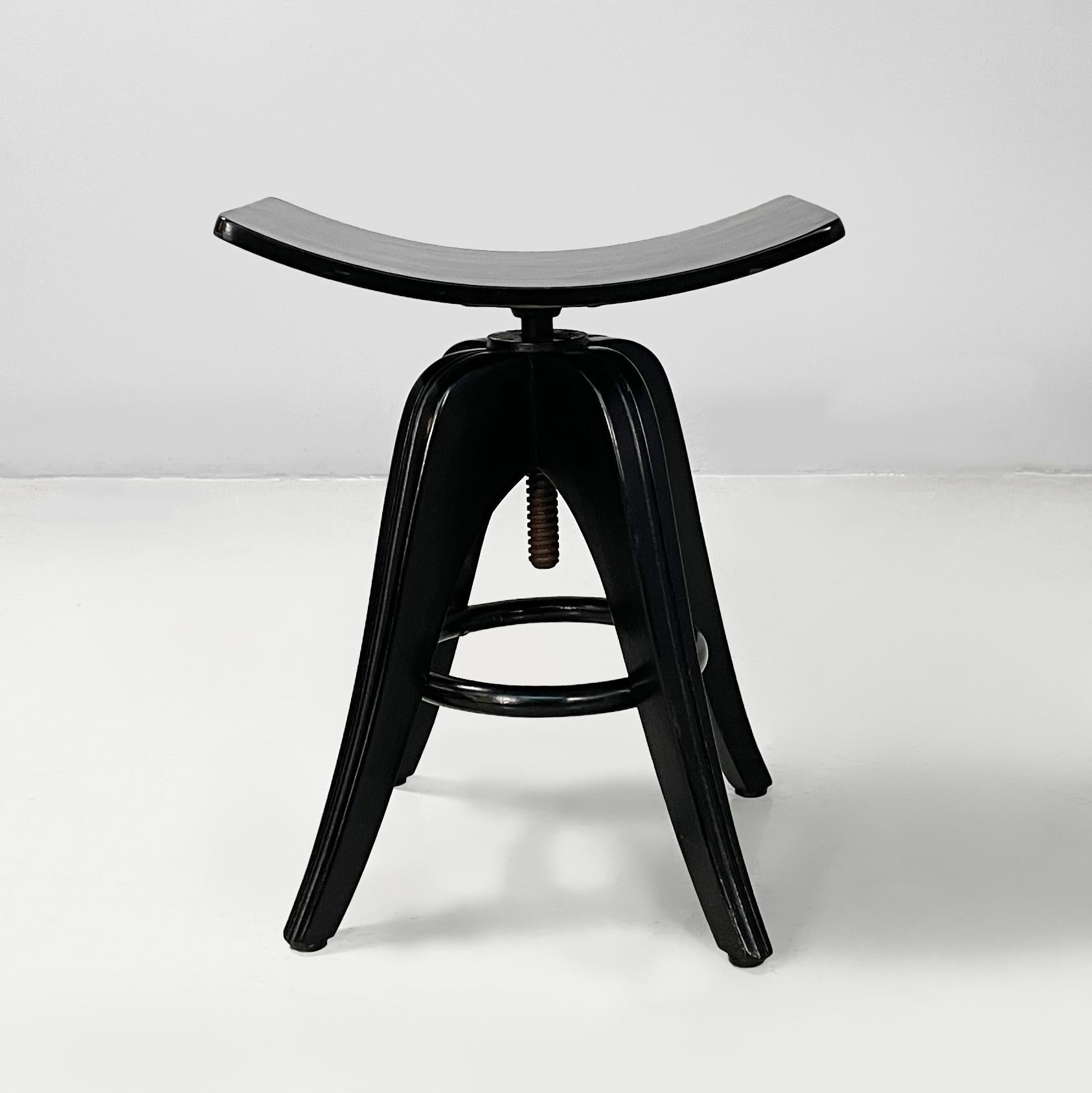 Taburete italiano Art Decó de madera negra, principios del siglo XX Italiano en venta