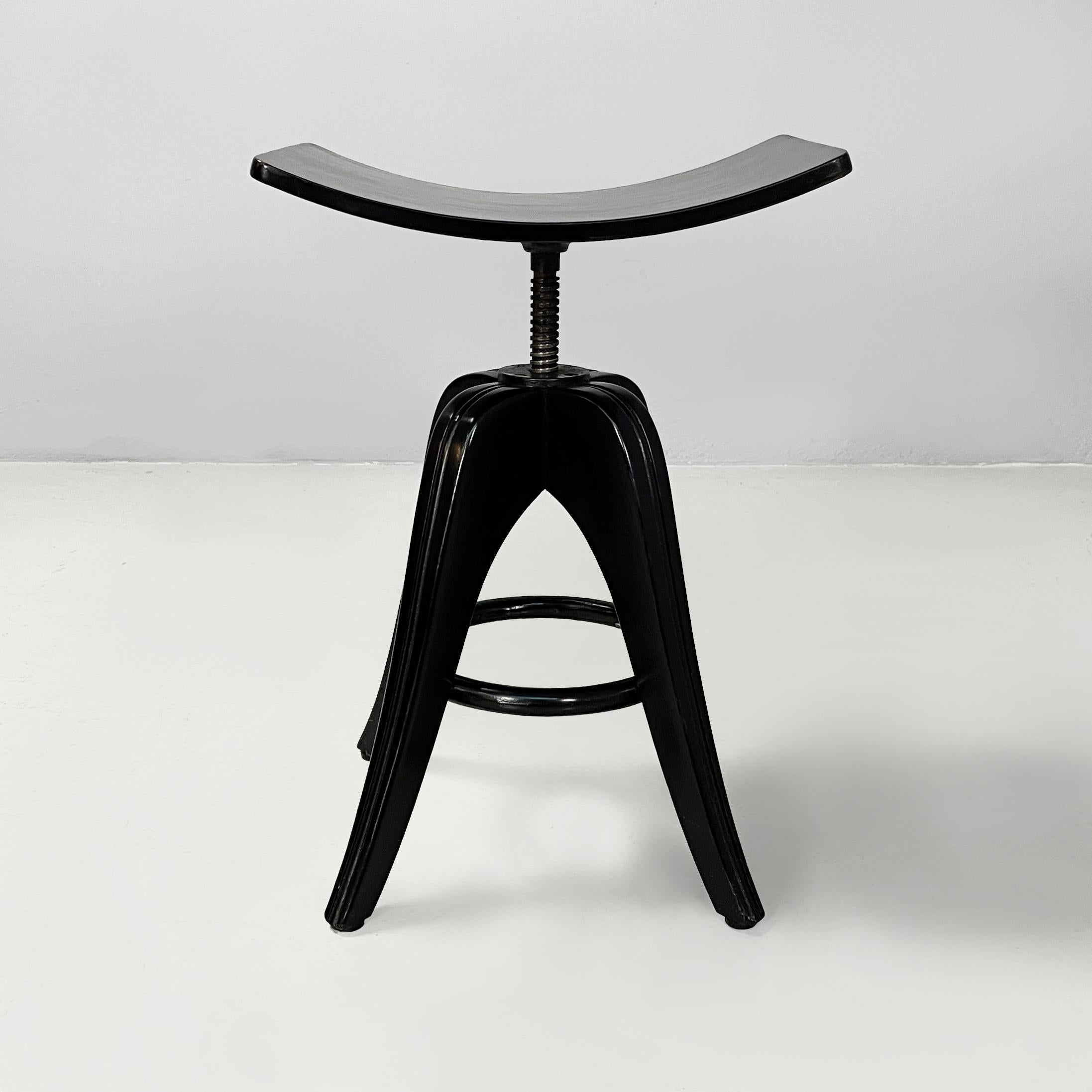 Taburete italiano Art Decó de madera negra, principios del siglo XX en Bueno estado para la venta en MIlano, IT