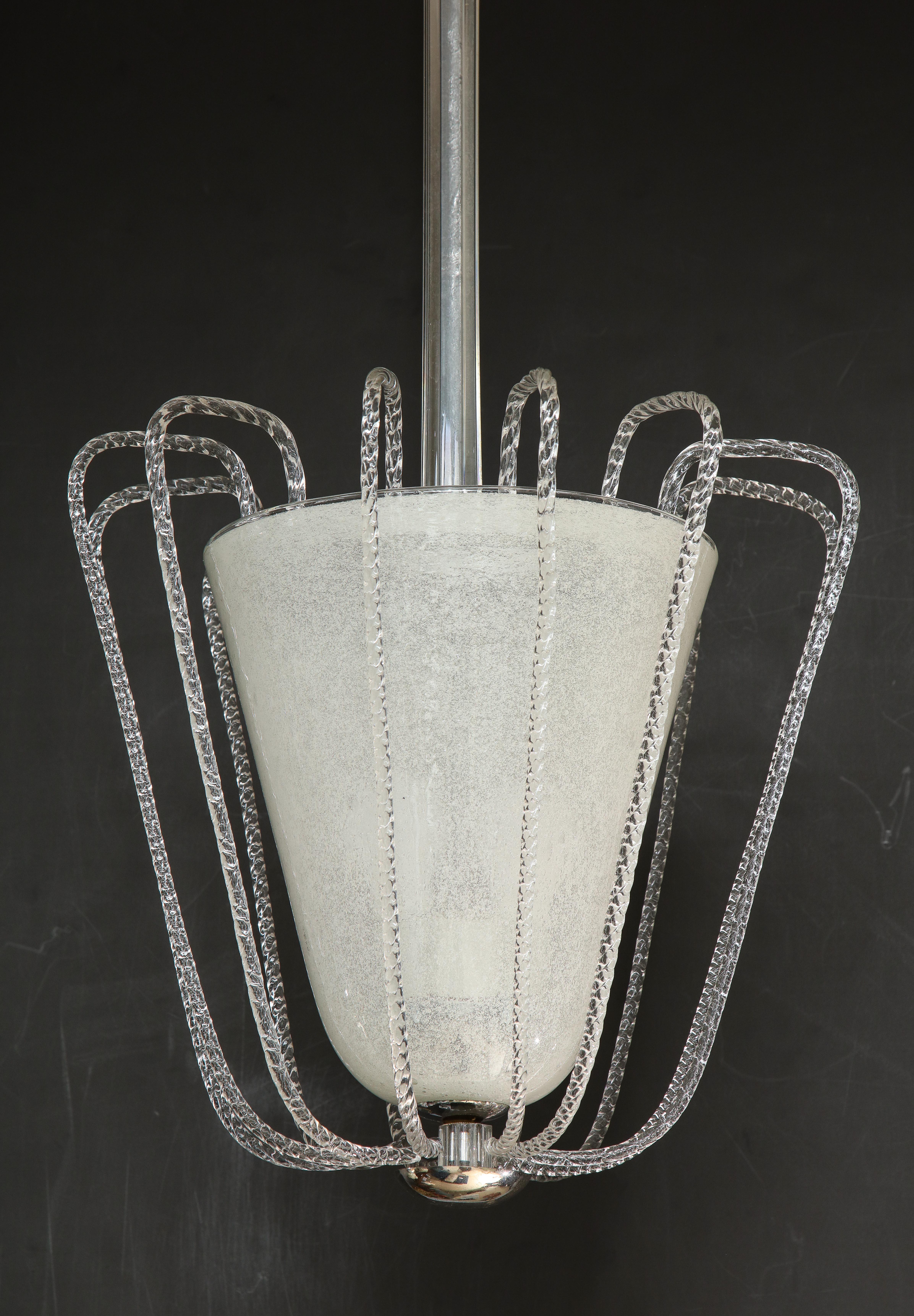 Italian Art Deco Blown Glass Chandelier by Barovier et Toso 7