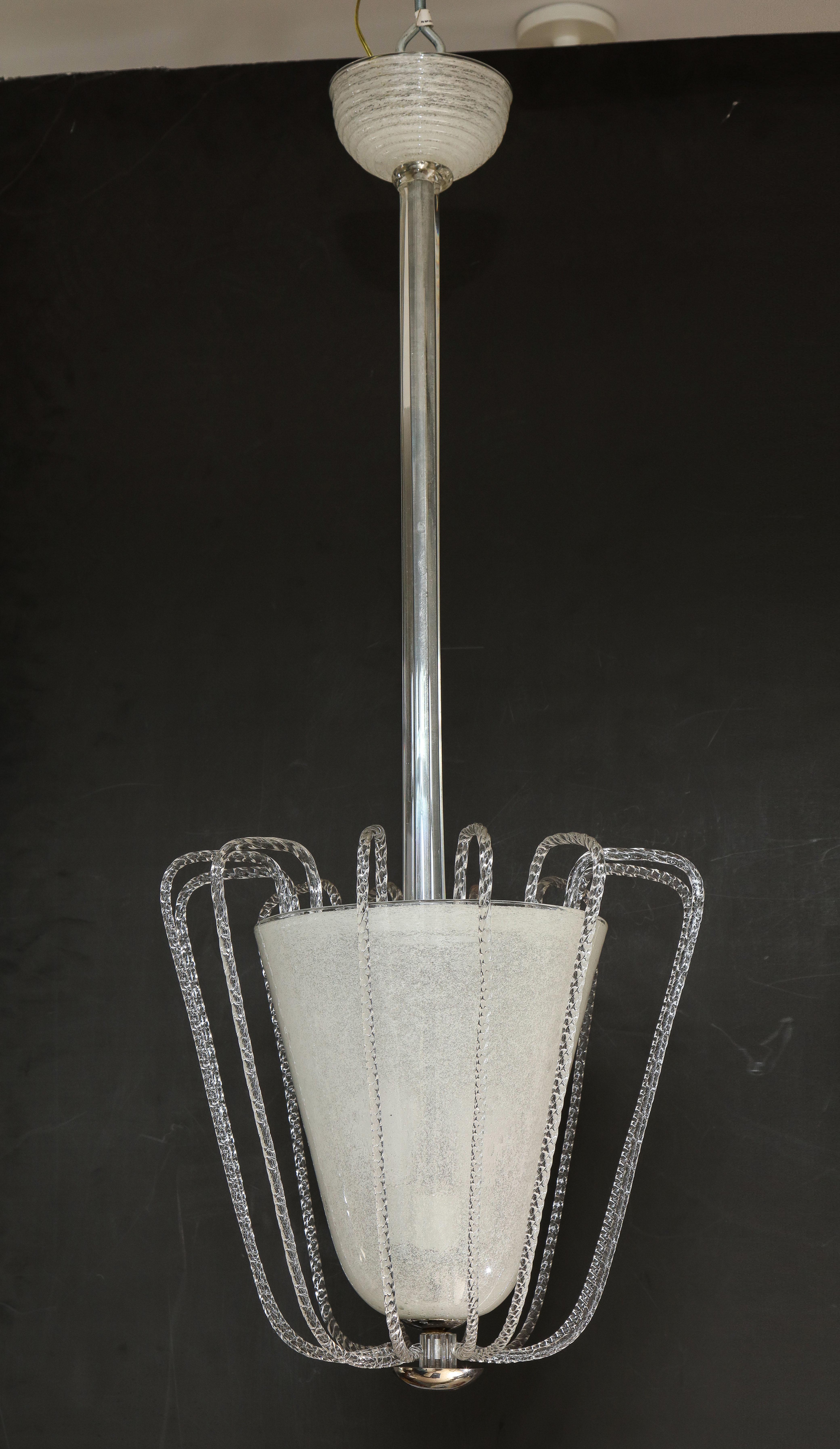 Italian Art Deco Blown Glass Chandelier by Barovier et Toso 8