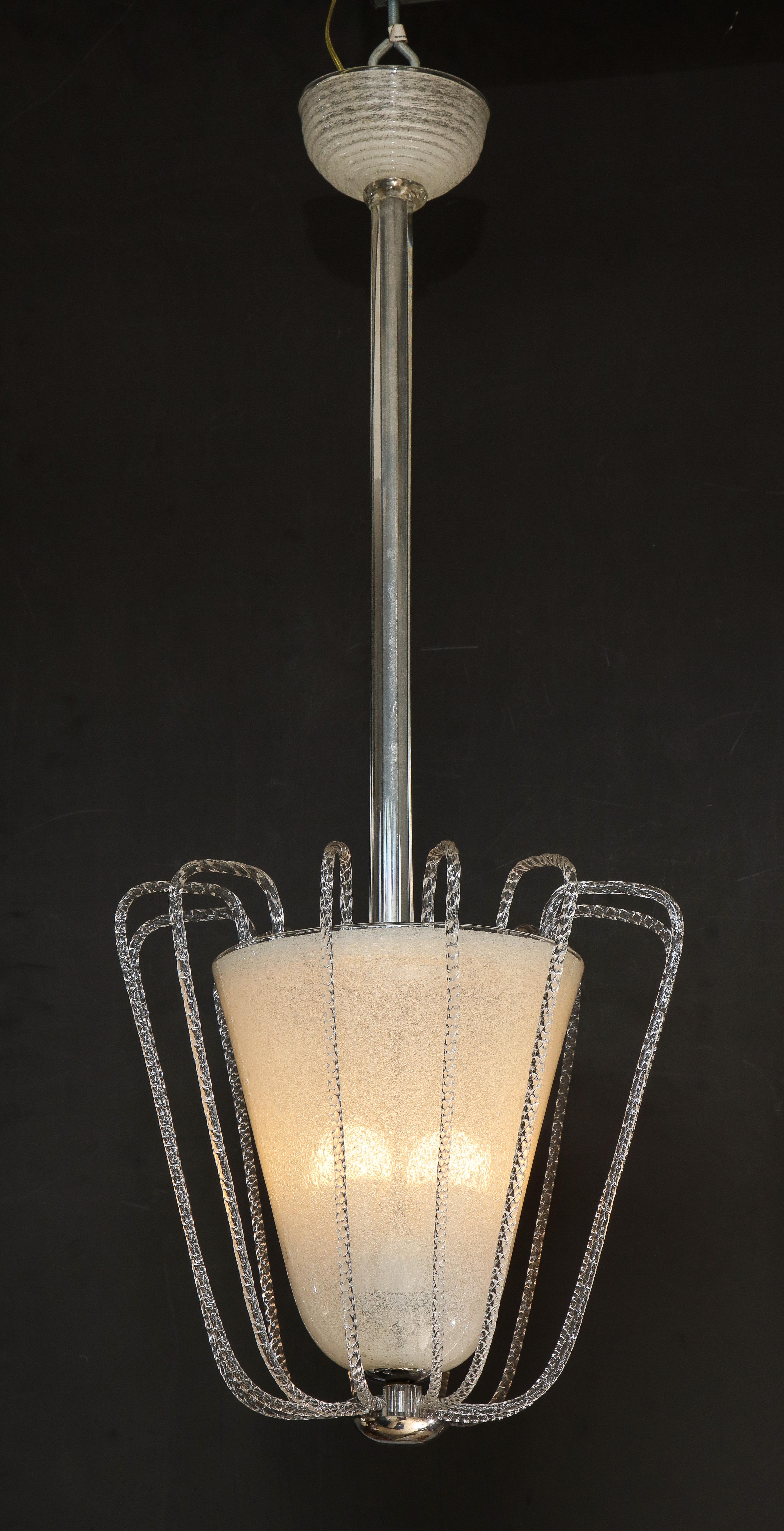 Italian Art Deco Blown Glass Chandelier by Barovier et Toso 13