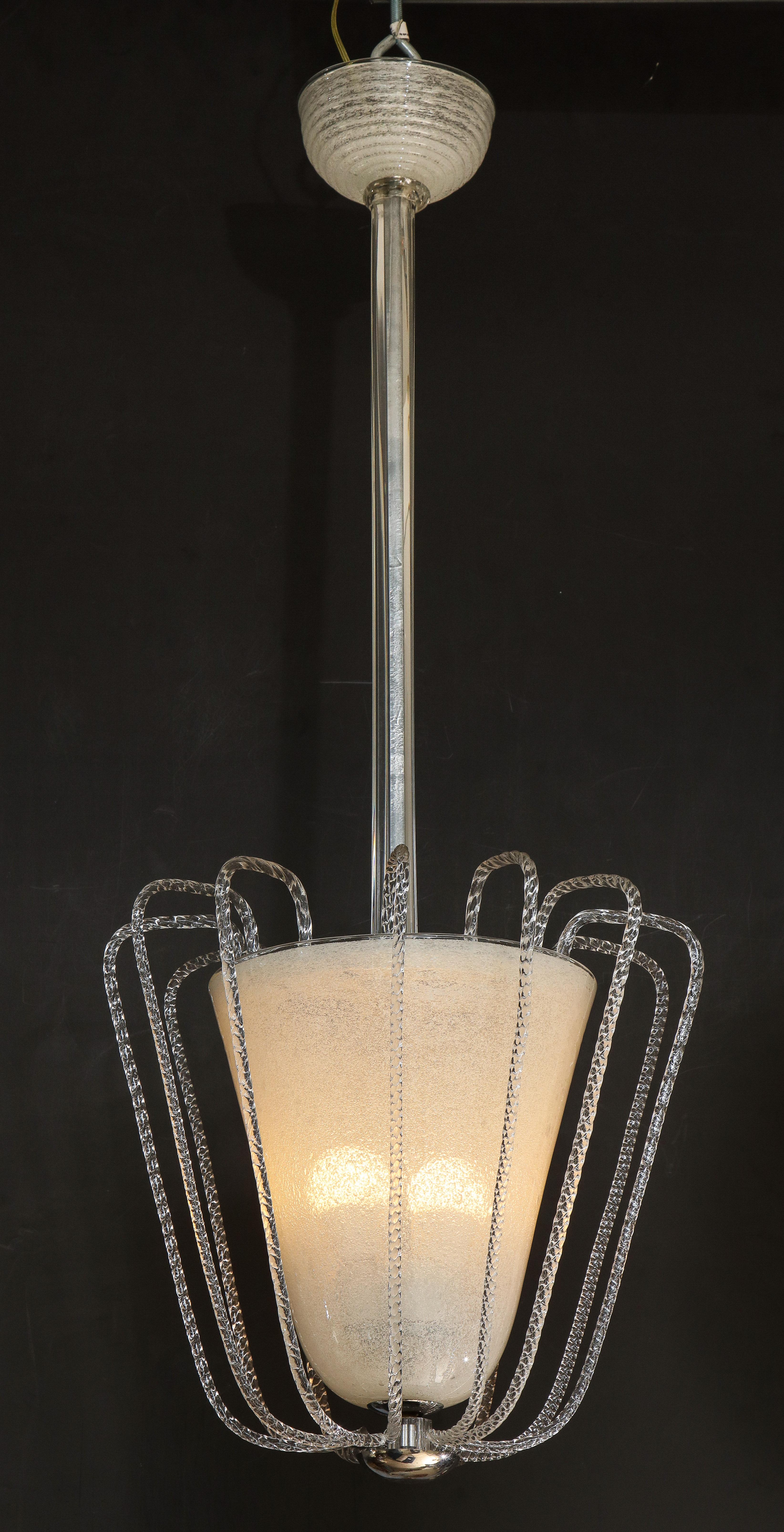 Italian Art Deco Blown Glass Chandelier by Barovier et Toso 14