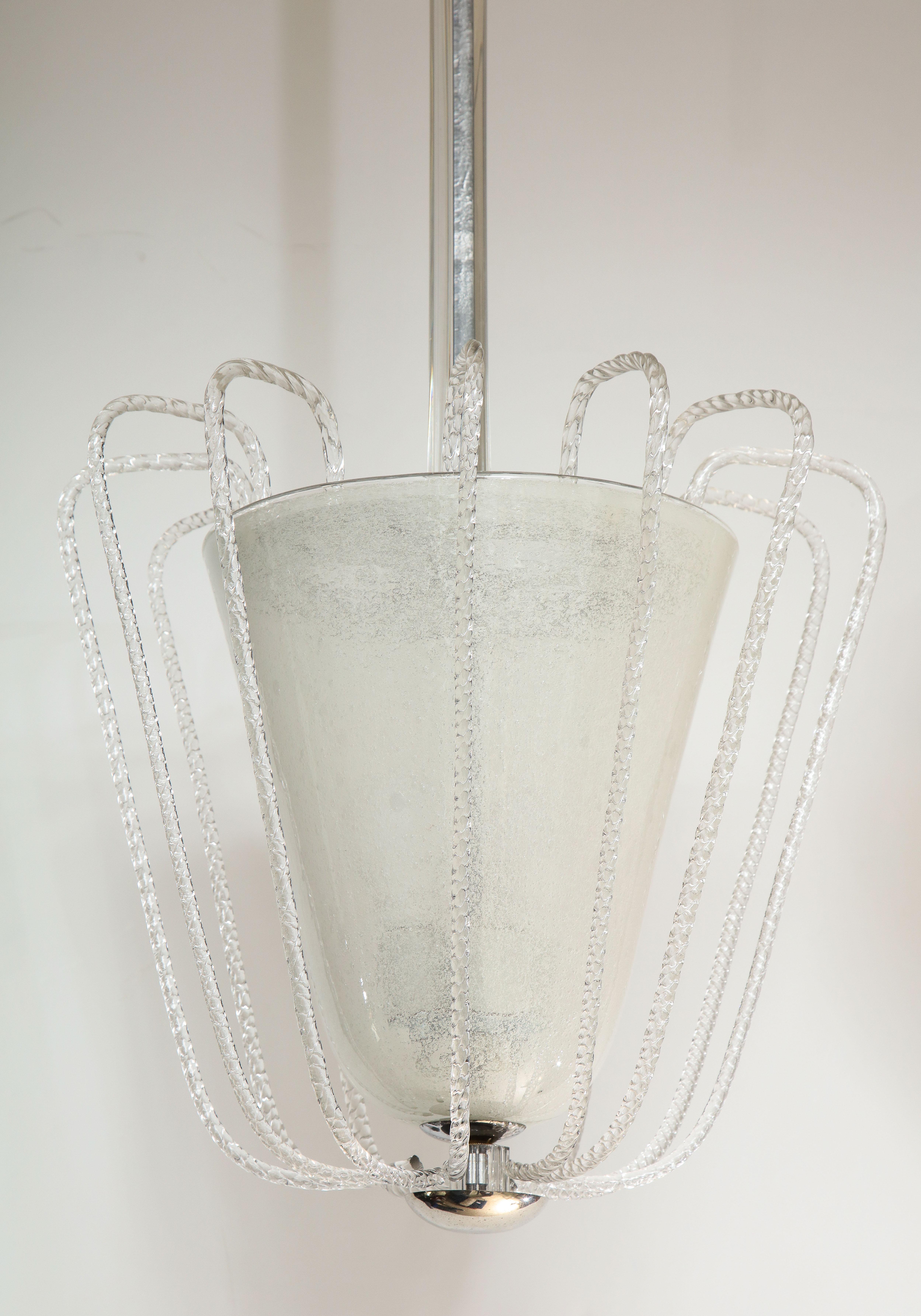Italian Art Deco Blown Glass Chandelier by Barovier et Toso 1