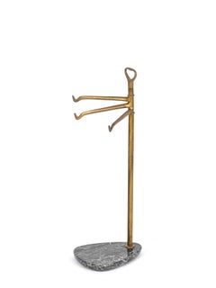 Italian Art Deco Brass and Black Marble Towel Stand, Gio Ponti Style, 1920s