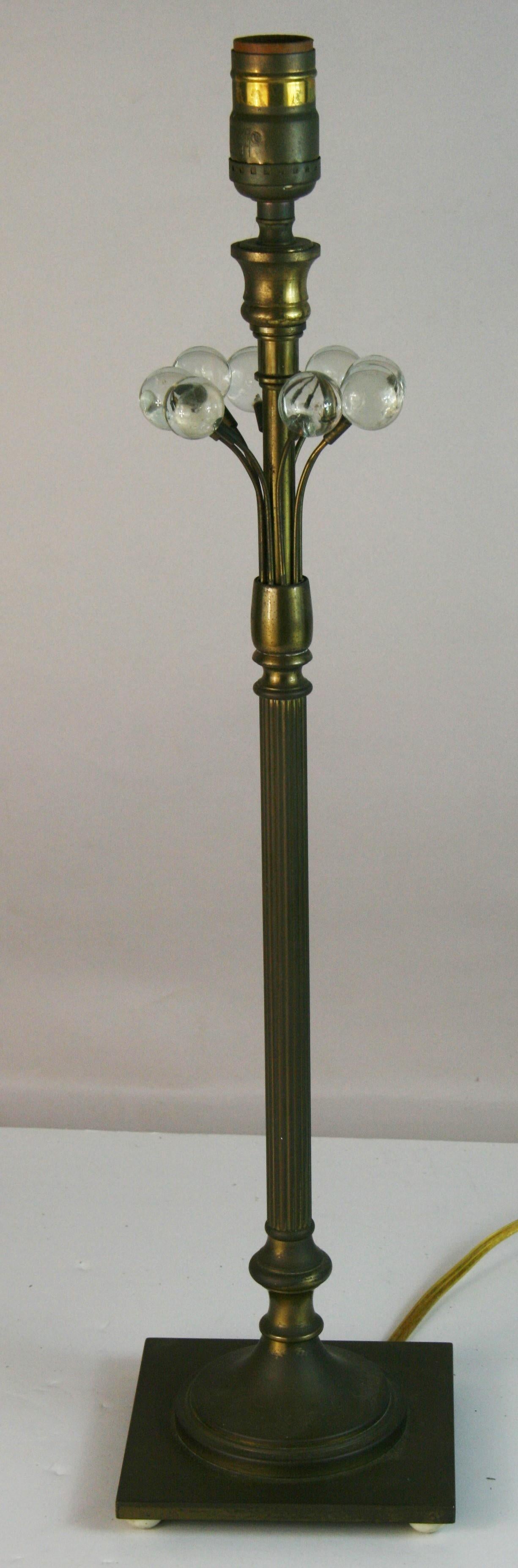 1689 Pair italian brass and crystal candlestick lamps
Rewired  Takes one 60 watt Edison based bulb
Height 24