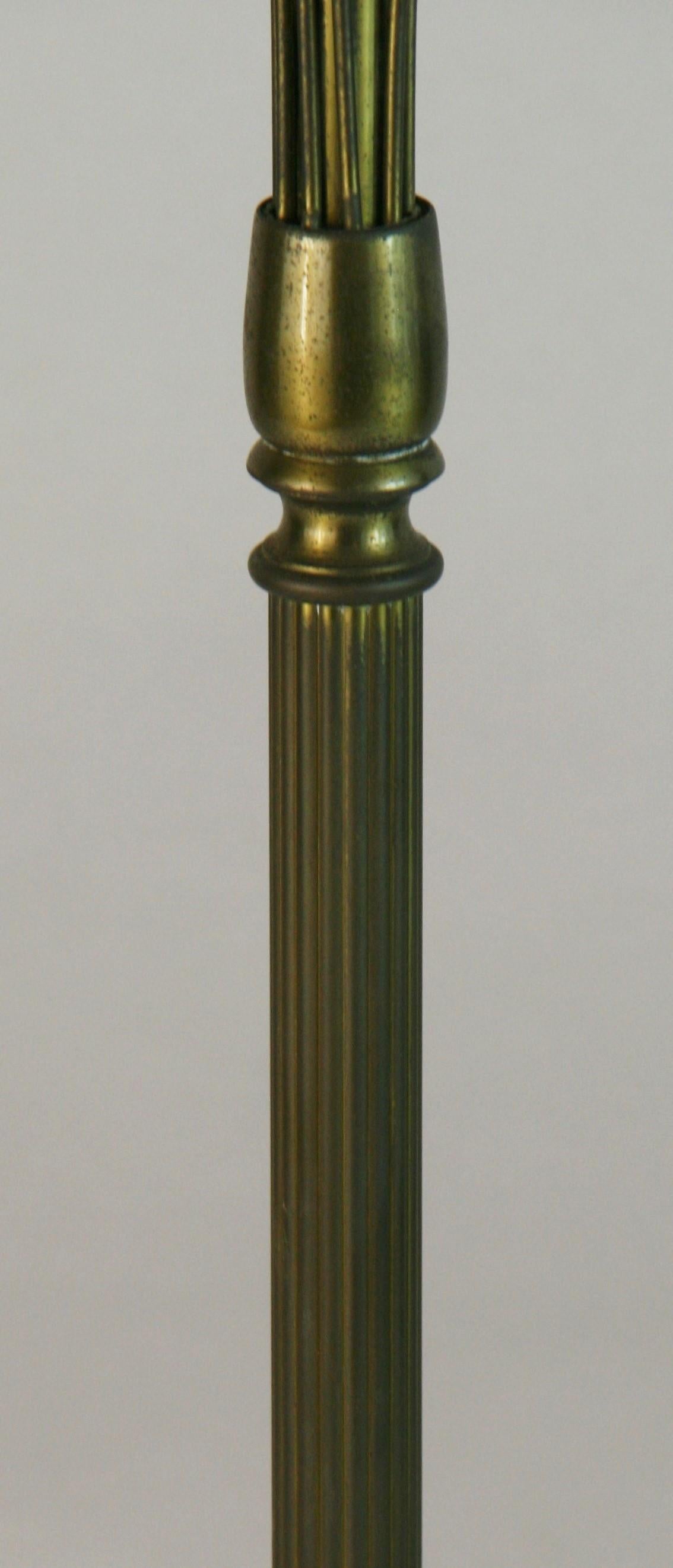 Mid-20th Century Antique Italian Art Deco Brass and Crystal Candlestick Lamps a Pair For Sale