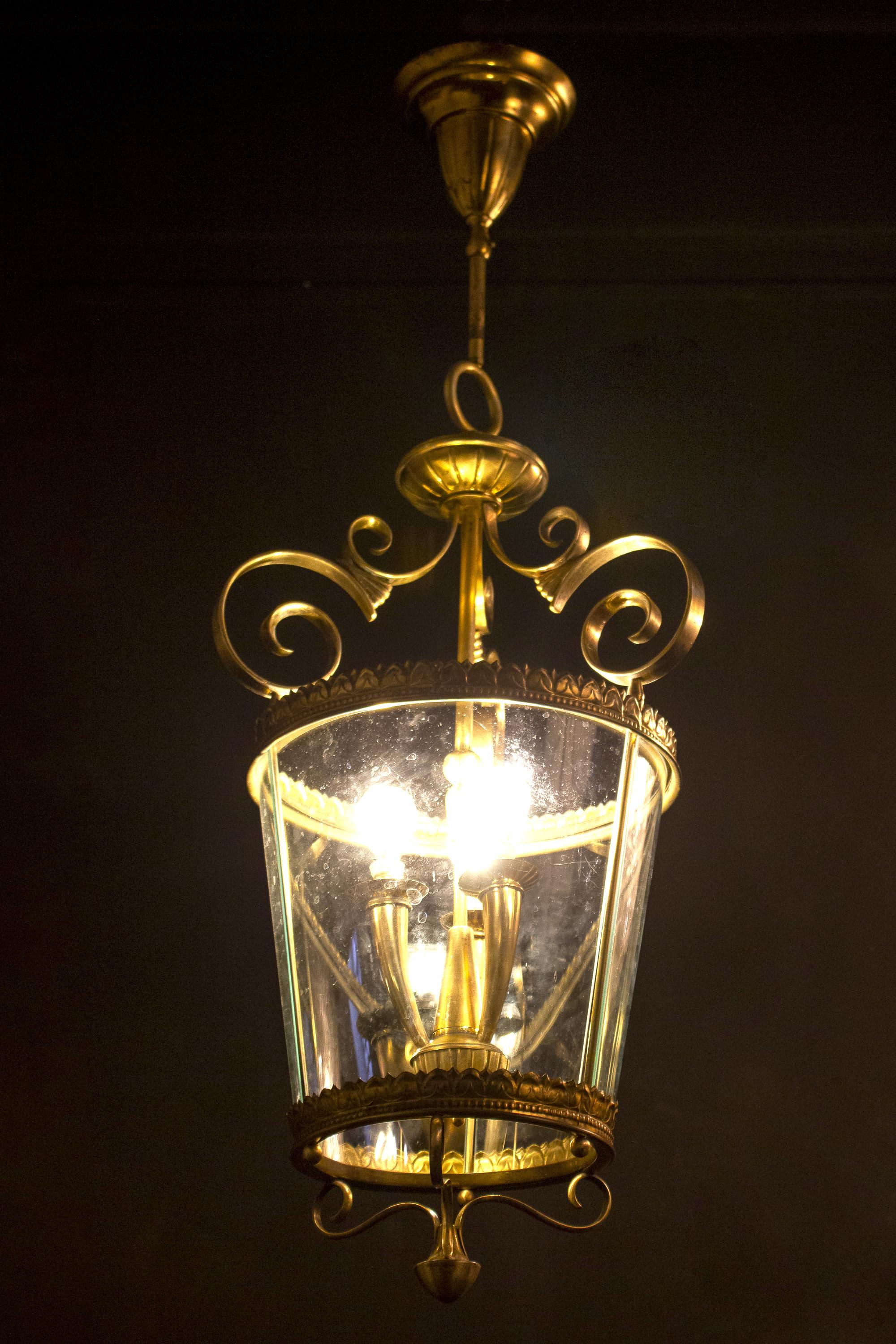 Italian Art Deco Brass Lantern or Pendant, 1940s For Sale 6