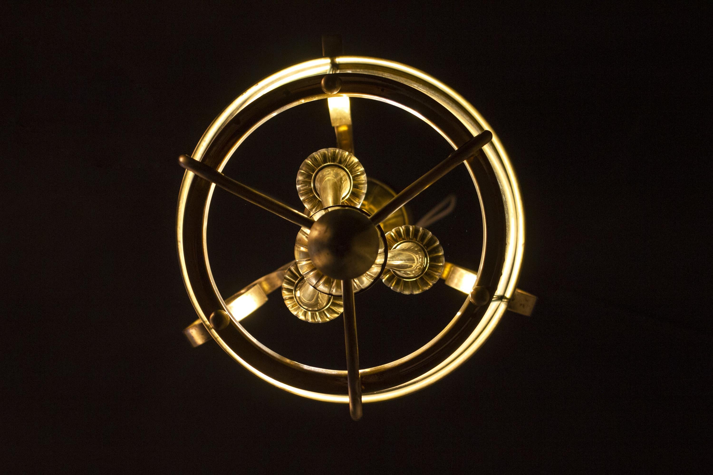 Lanterna o pendente in ottone Art Deco italiano, anni '40 in vendita 8