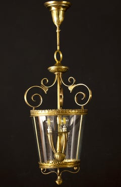 Italian Art Deco Brass Lantern or Pendant, 1940s