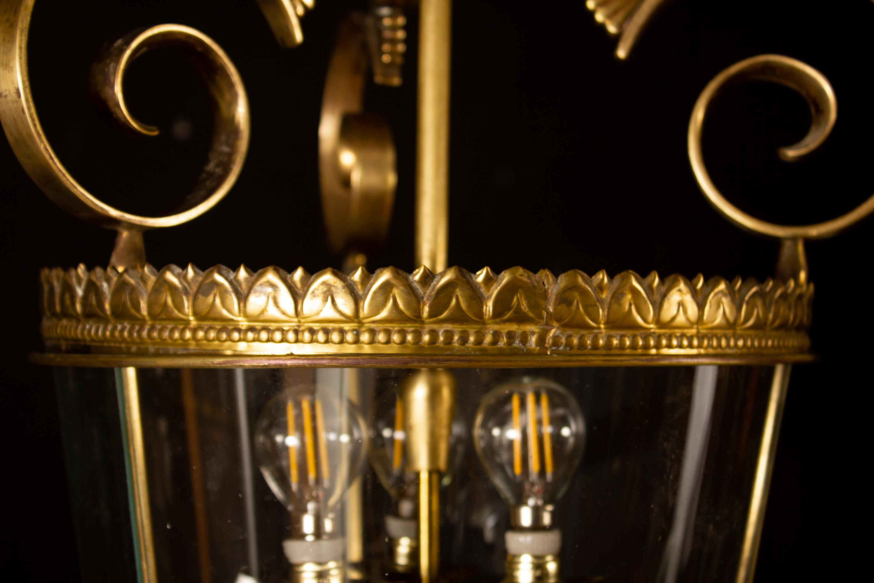 Italian Art Deco Brass Lantern or Pendant, 1940s For Sale 1