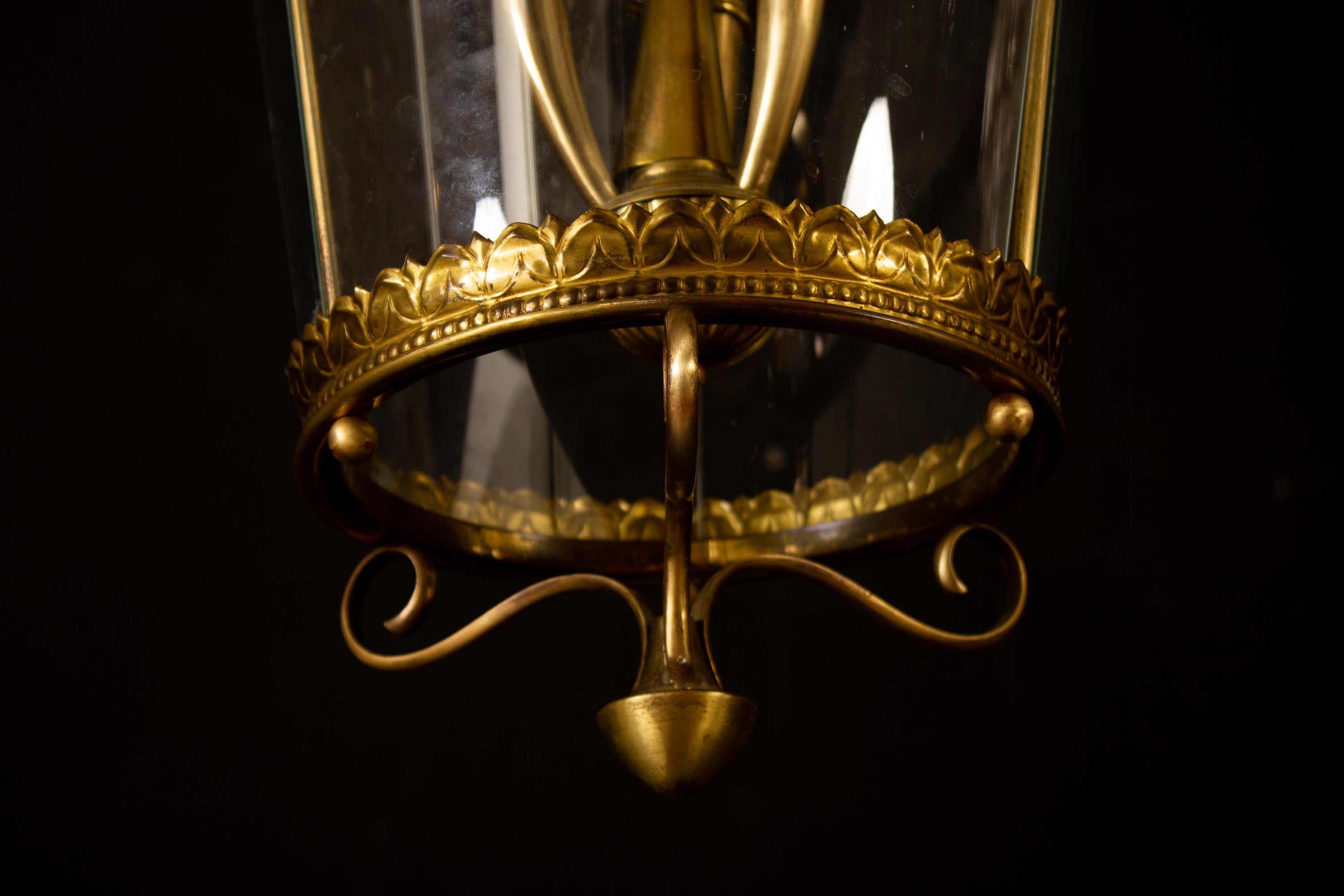 Italian Art Deco Brass Lantern or Pendant, 1940s For Sale 2
