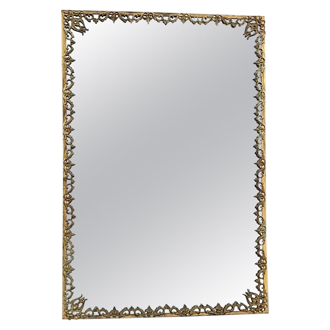 Specchio italiano in ottone Art Deco Mirror