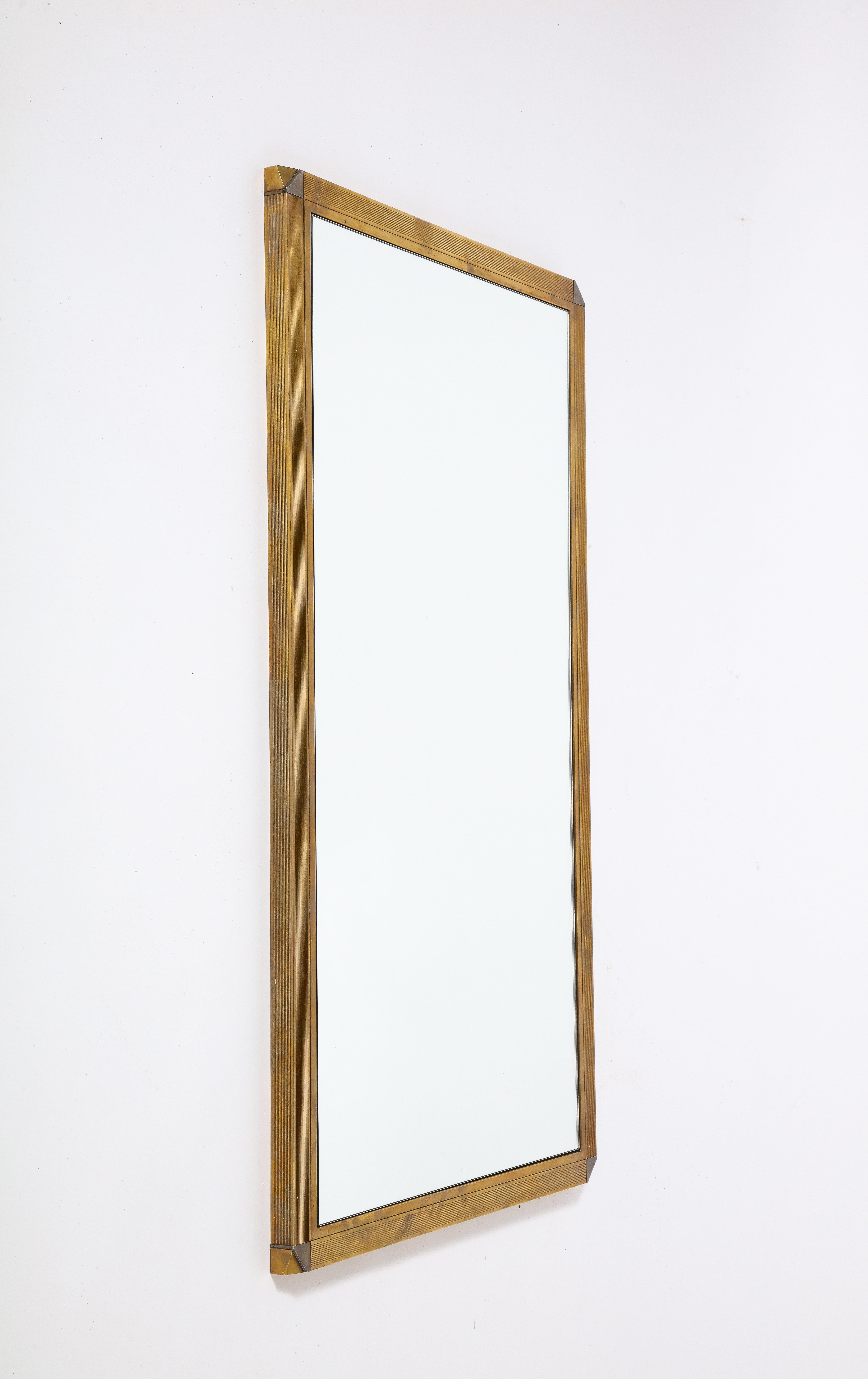 Italian Art Deco Brass Mirror, Italy, circa 1940  In Good Condition For Sale In New York, NY