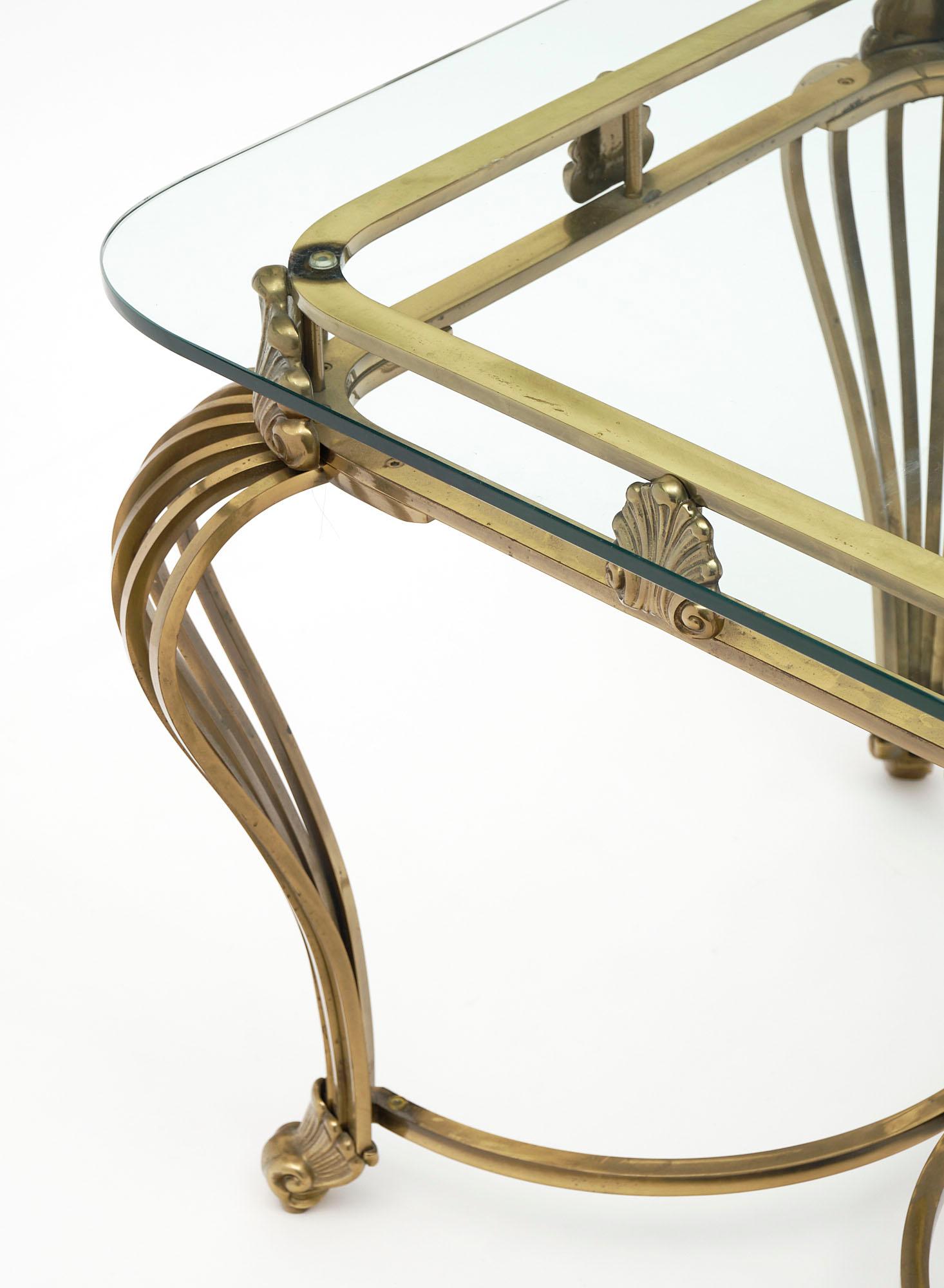 Italian Art Deco Brass Side Table For Sale 5