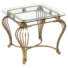 Italian Art Deco Brass Side Table, Stylized Cabriole Legs, Italy, 1940