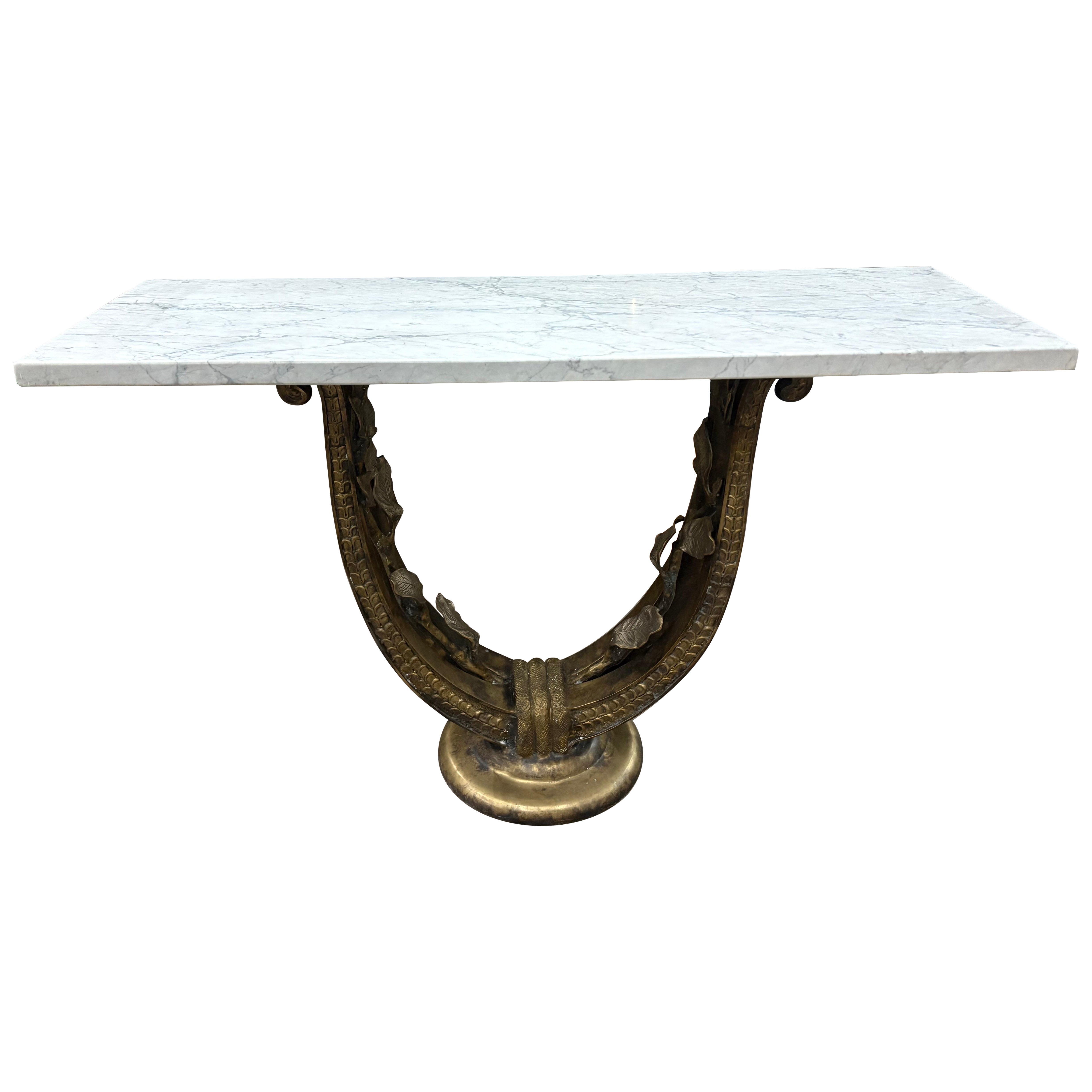 Italian Art Deco Bronze Console Table For Sale